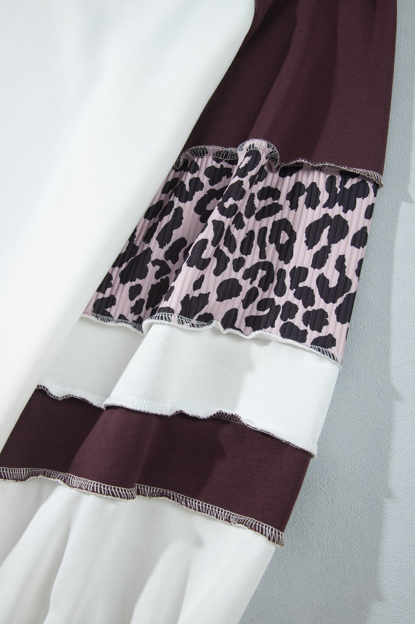 Beige Leopard Print Colorblock Round Neck Long Sleeve Plus Size Blouse-Plus Size/Plus Size Tops/Plus Size Long Sleeve Tops-[Adult]-[Female]-2022 Online Blue Zone Planet