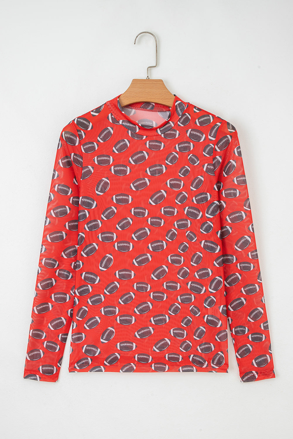 Brown Game Day Rugby Mesh Sheer Long Sleeve Top-Tops/Long Sleeve Tops-[Adult]-[Female]-2022 Online Blue Zone Planet