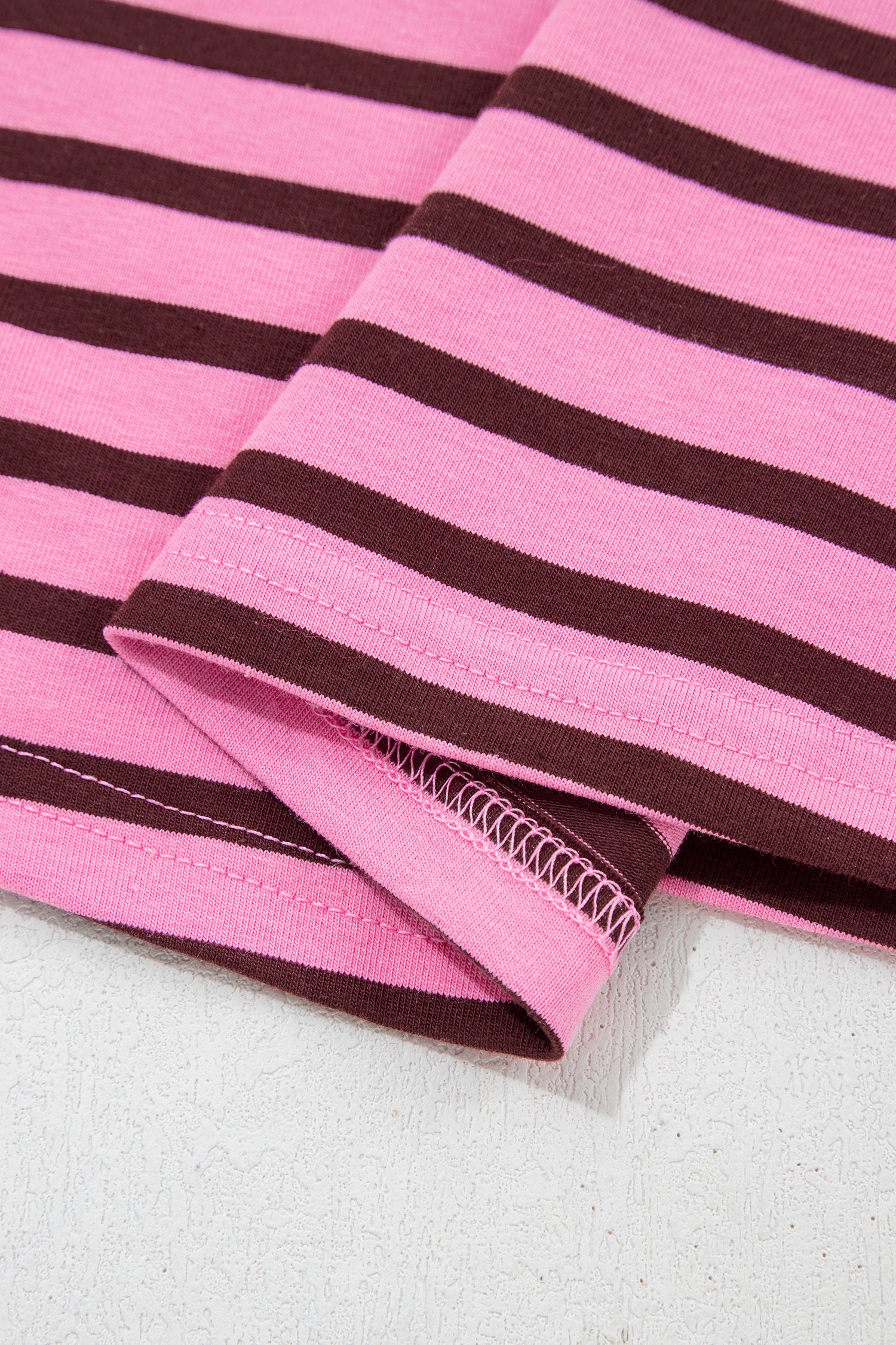Pink Stripe V Neck Long Sleeve Drop Shoulder Blouse-Tops/Long Sleeve Tops-[Adult]-[Female]-2022 Online Blue Zone Planet