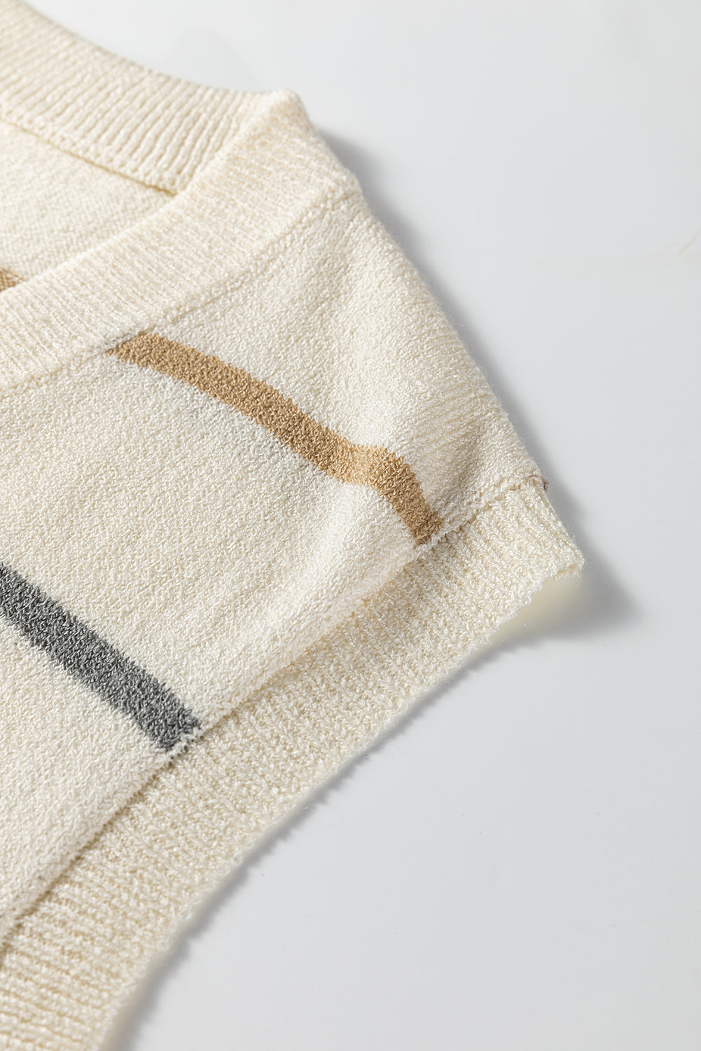 Multicolour Striped Print Button V Neck Sweater Vest-Sweaters & Cardigans/Sweater Vests-[Adult]-[Female]-2022 Online Blue Zone Planet