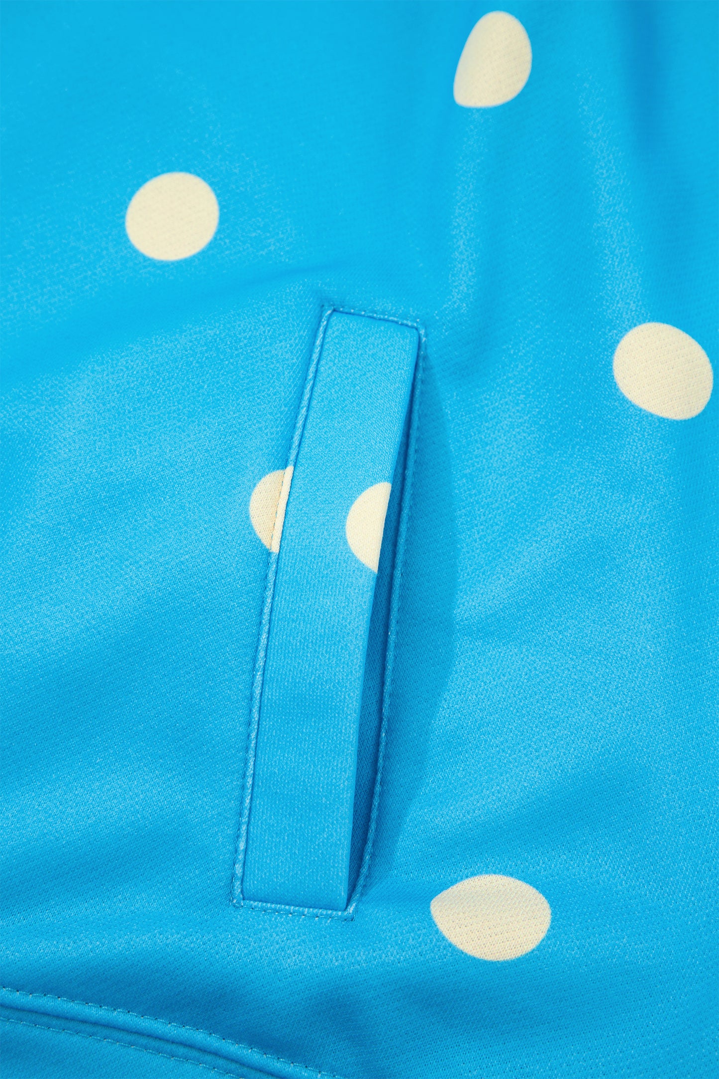 Blue Polka Dot Hooded Drawstring Long Sleeve Plus Size Set-Tops / Dresses-[Adult]-[Female]-2022 Online Blue Zone Planet