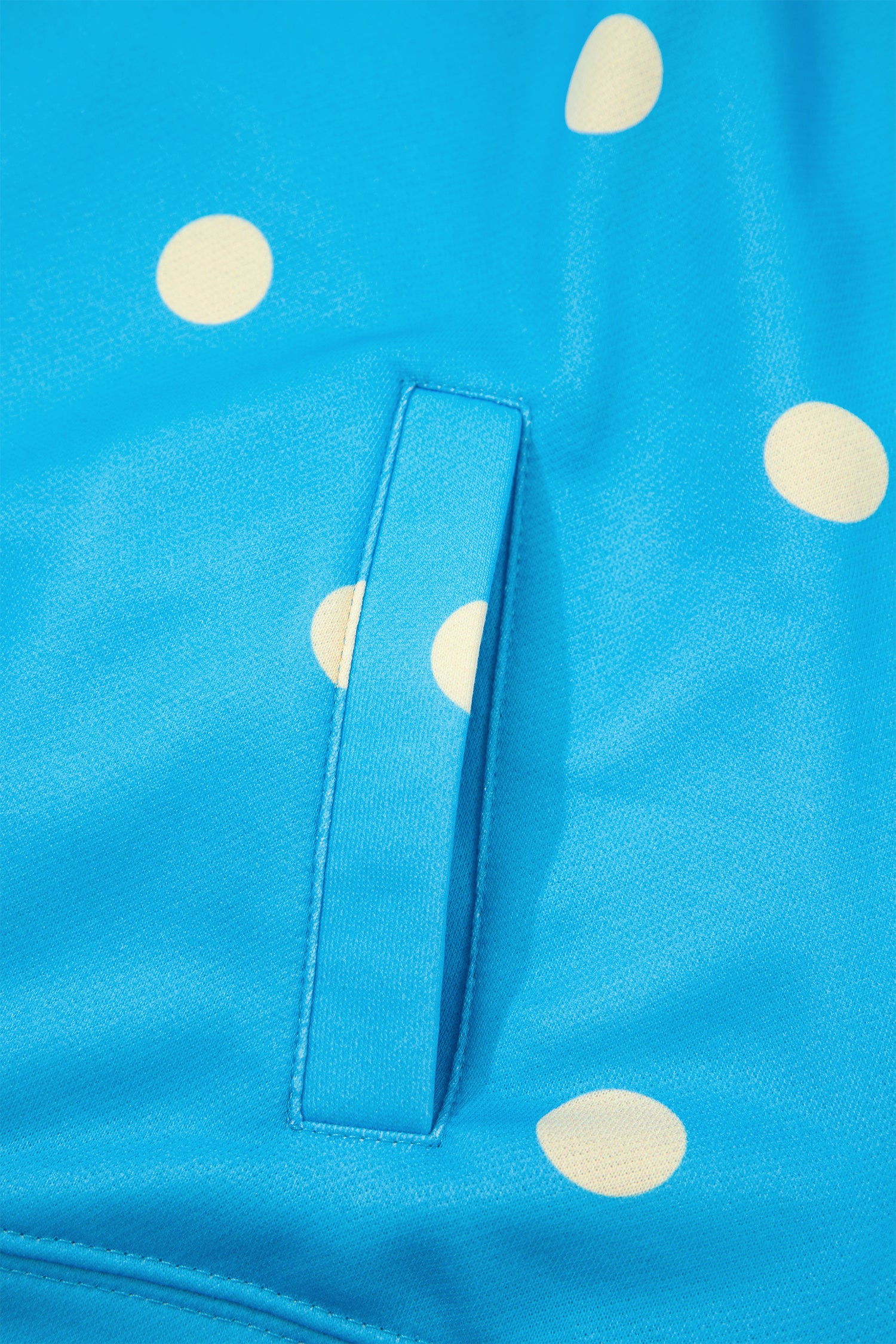 Blue Polka Dot Hooded Drawstring Long Sleeve Plus Size Set-Tops / Dresses-[Adult]-[Female]-2022 Online Blue Zone Planet