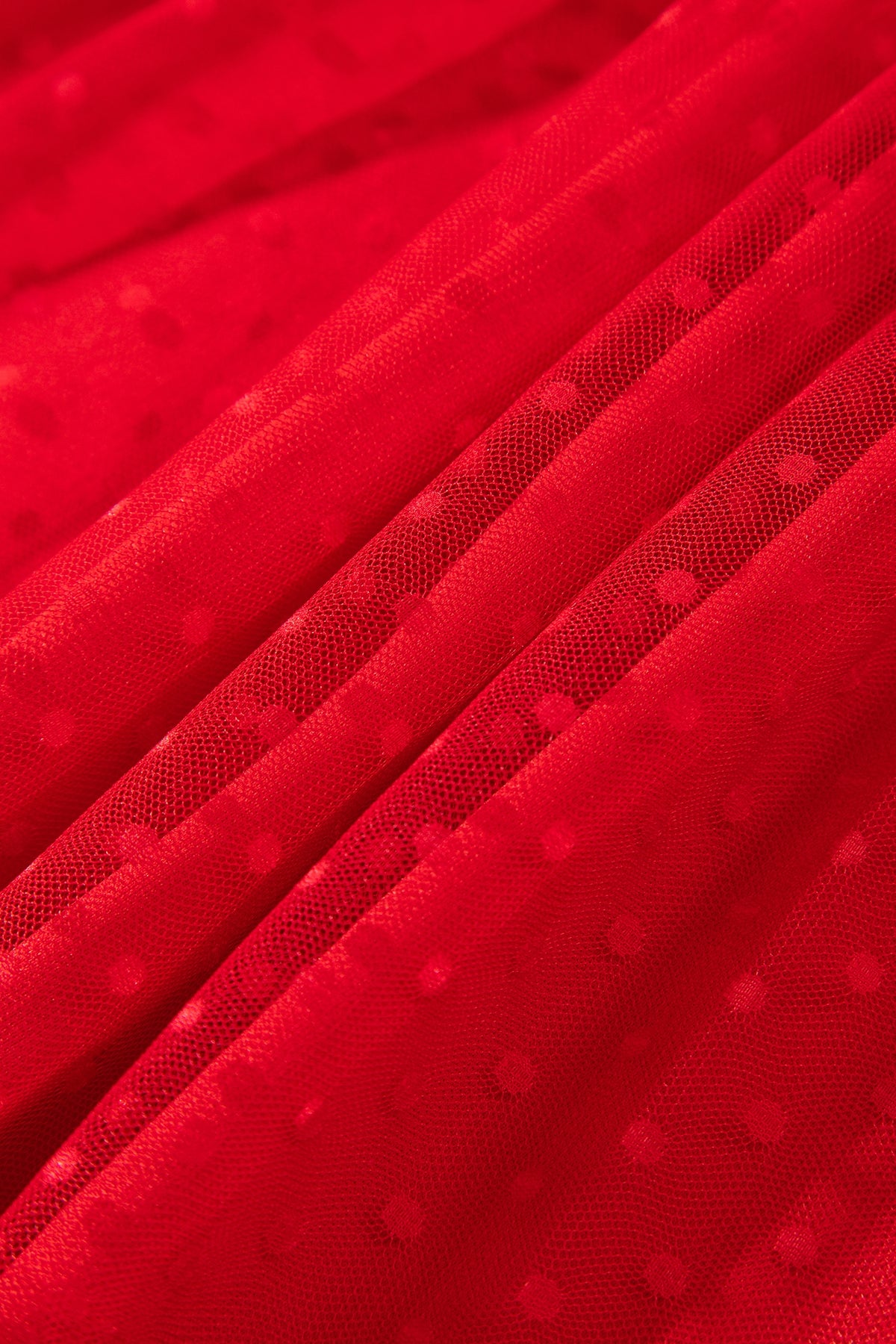 Fiery Red Tiered Tulle Smocked Bodice Puff Sleeve Dress-TOPS / DRESSES-[Adult]-[Female]-2022 Online Blue Zone Planet