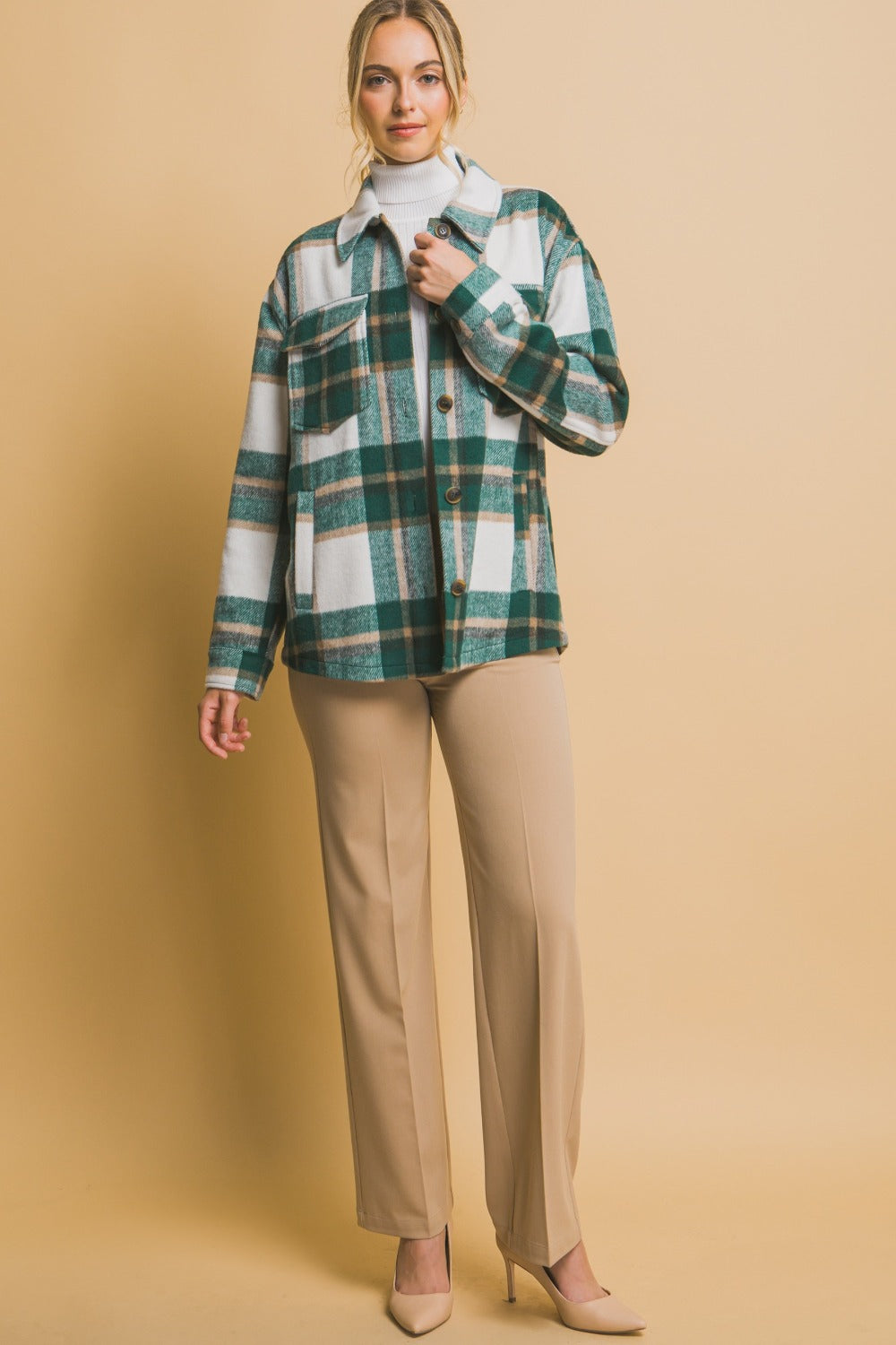 Love Tree Plaid Button Up Shacket-TOPS / DRESSES-[Adult]-[Female]-2022 Online Blue Zone Planet