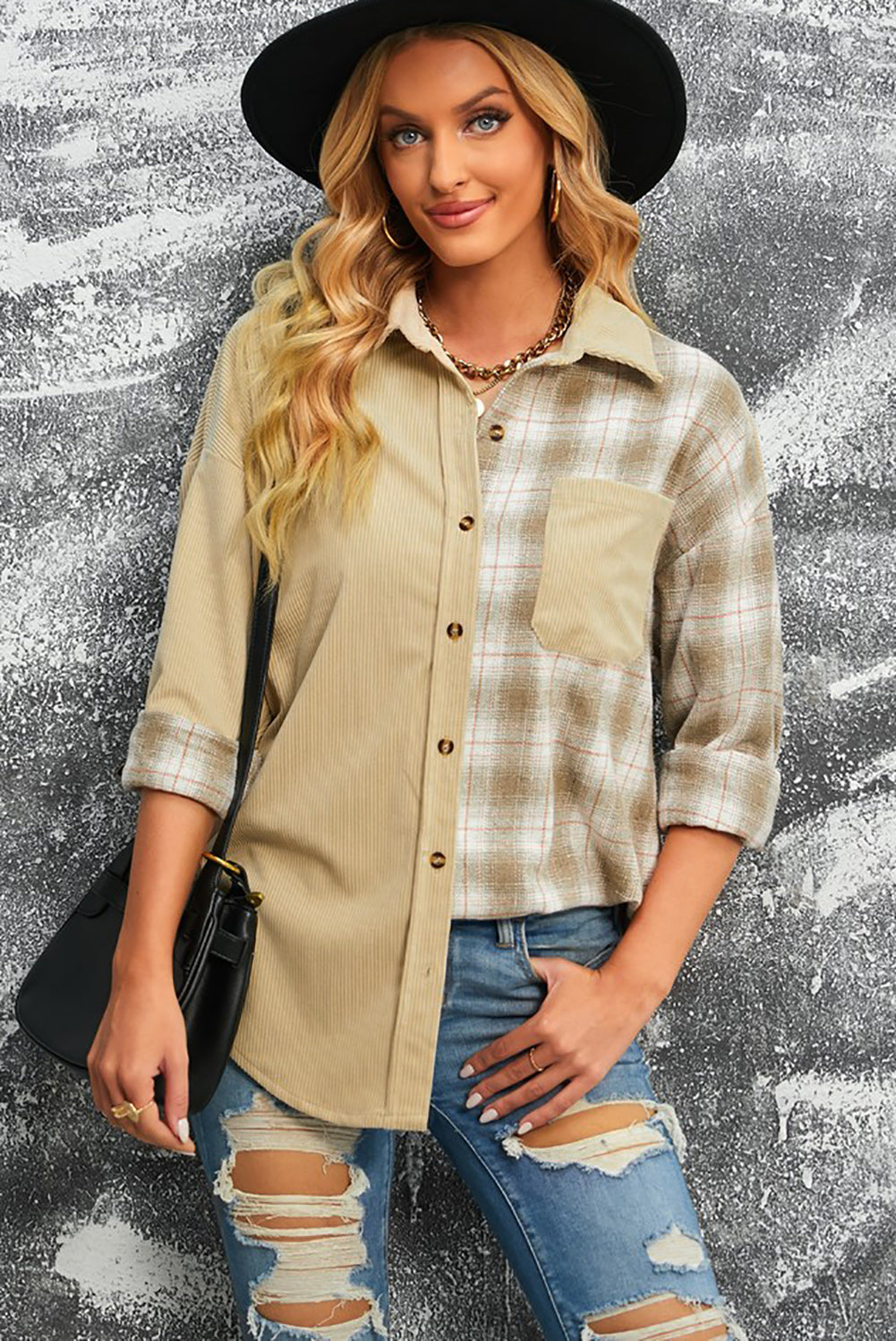 Plaid Button Up Drop Shoulder Shacket-TOPS / DRESSES-[Adult]-[Female]-2022 Online Blue Zone Planet