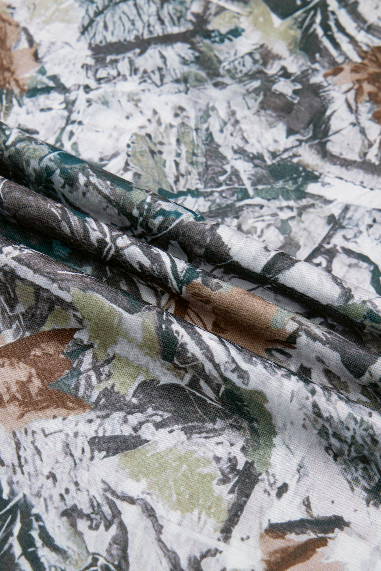 Gray Abstract Woodland Print Tunic Henley T Shirt-Tops/Tops & Tees-[Adult]-[Female]-2022 Online Blue Zone Planet