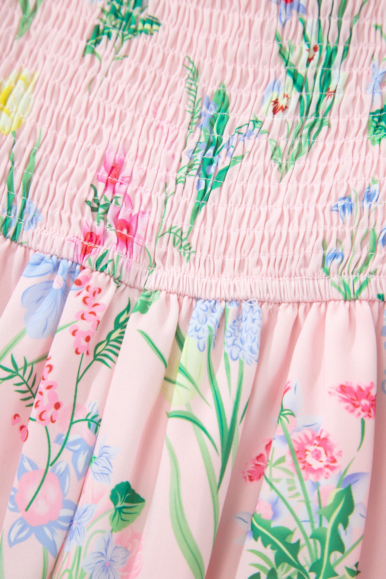 Beige Floral Print Contrast Trim Self-tie Straps High Waist Midi Dress-TOPS / DRESSES-[Adult]-[Female]-2022 Online Blue Zone Planet