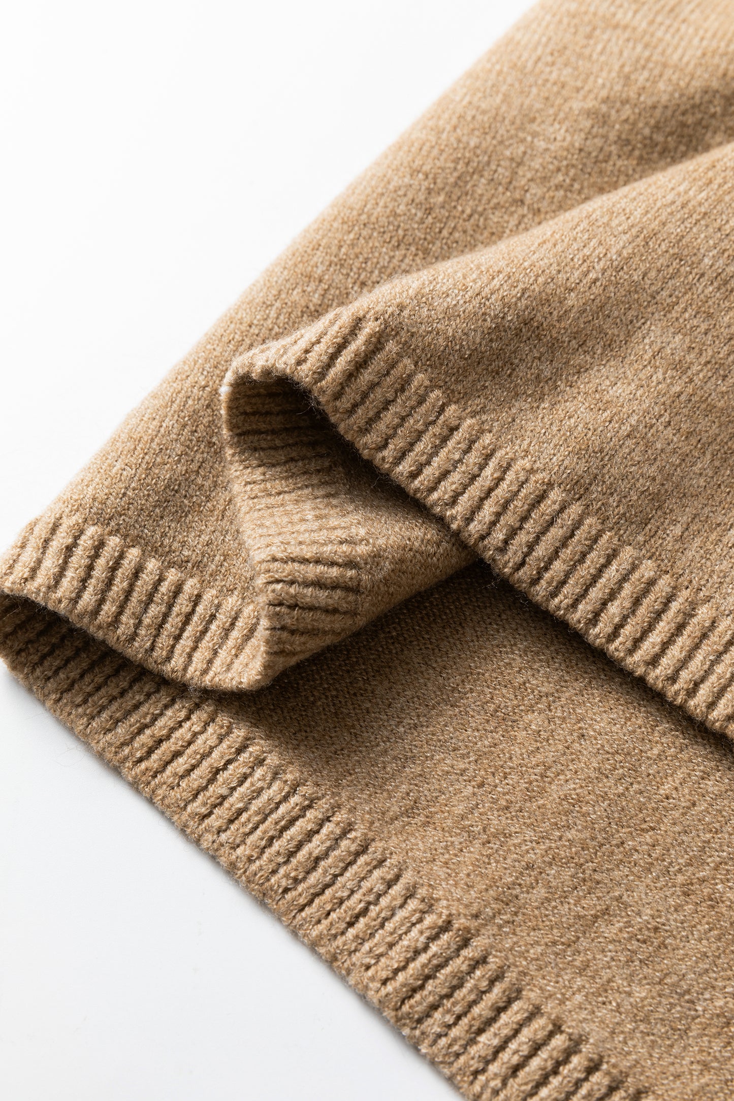 Simply Taupe Contrast Frilled Lace Trim Loose Cardigan Sweater-TOPS / DRESSES-[Adult]-[Female]-2022 Online Blue Zone Planet