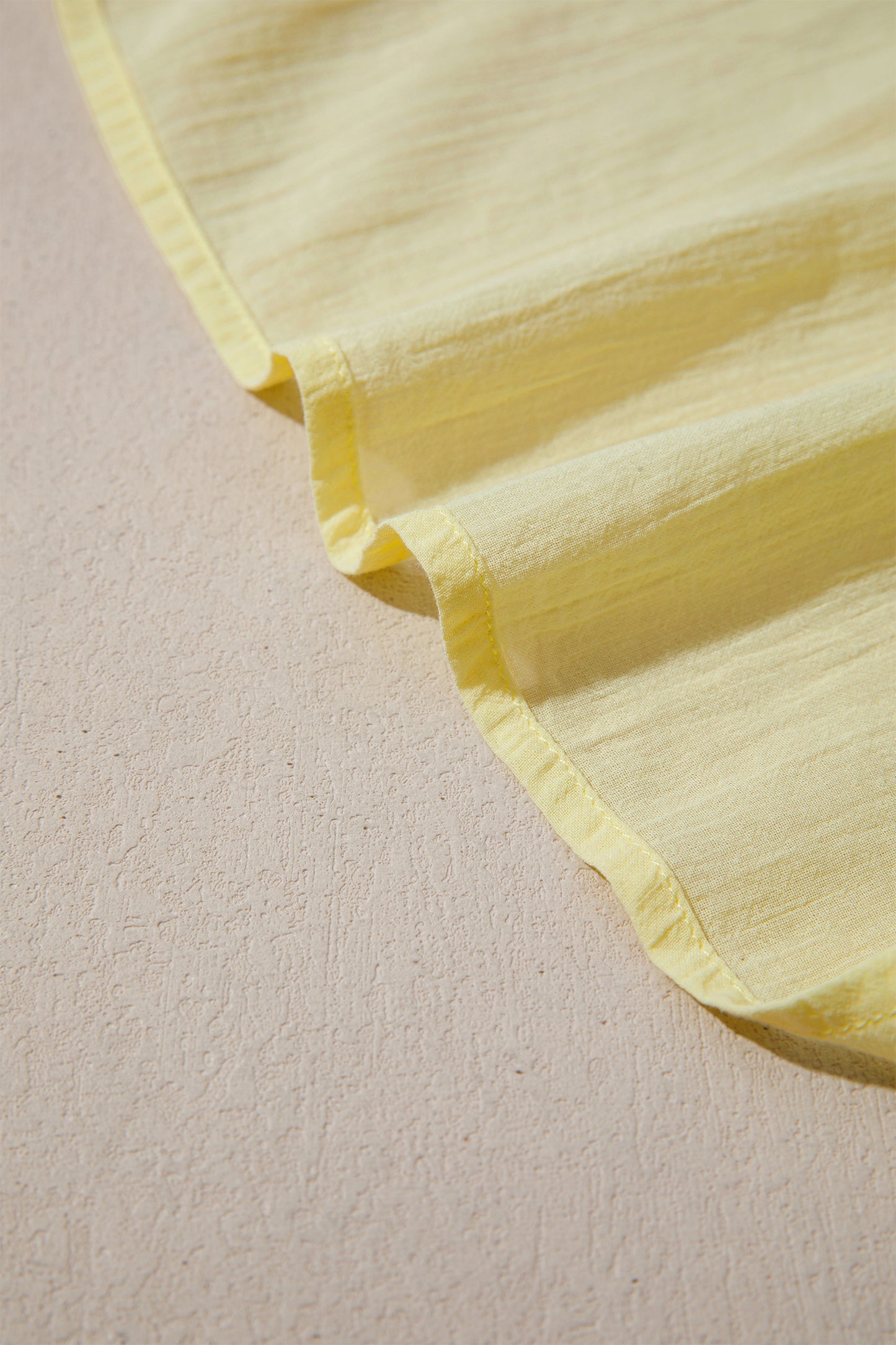Yellow Cream V Neck Ruffle Trim Sleeveless Shift Top-Tops/Tank Tops-[Adult]-[Female]-2022 Online Blue Zone Planet