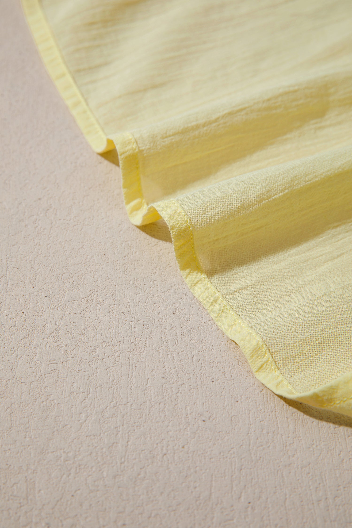 Yellow Cream V Neck Ruffle Trim Sleeveless Shift Top-Tops/Tank Tops-[Adult]-[Female]-2022 Online Blue Zone Planet
