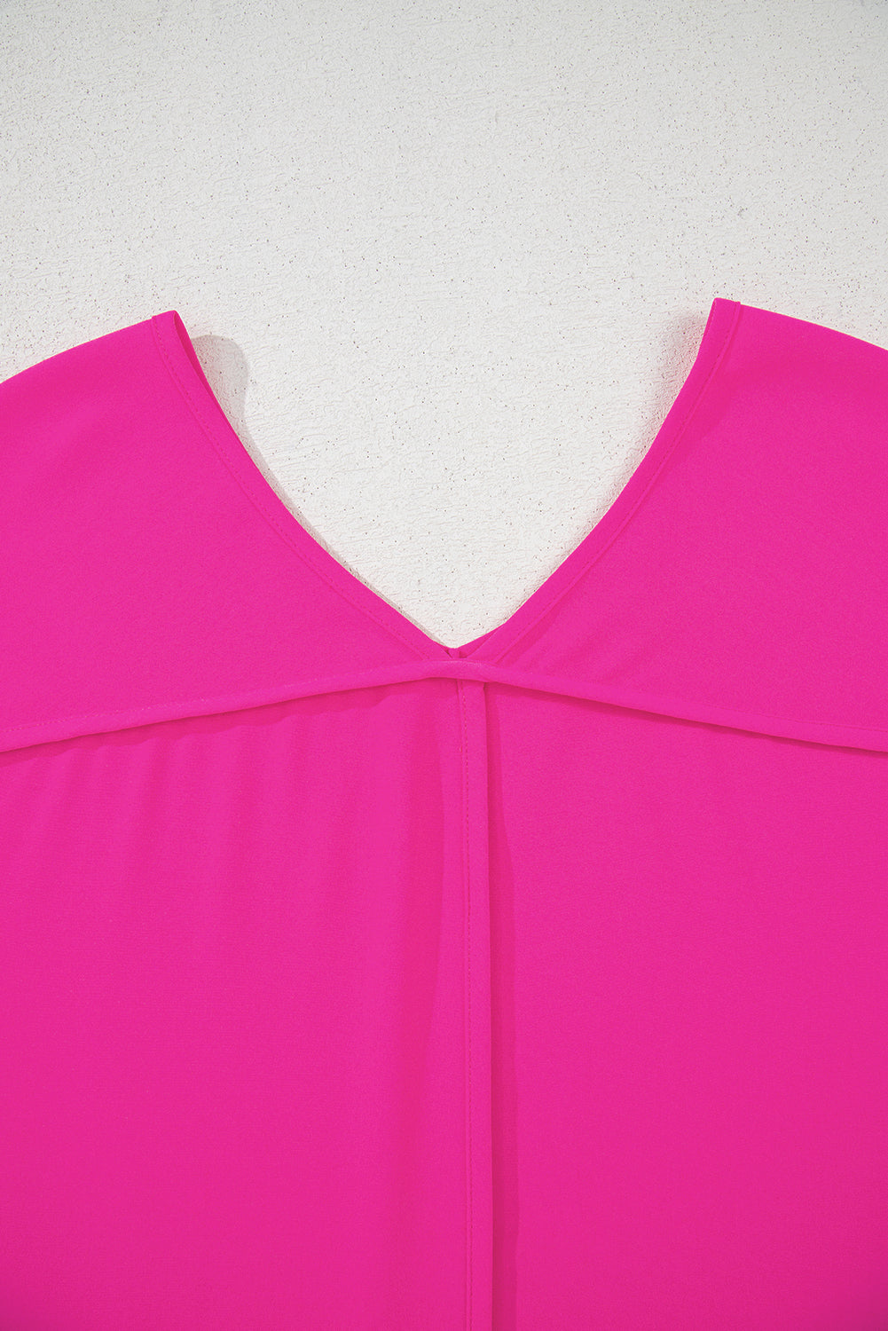 Bright Pink Seamed Back High Low Hem V Neck Cuffed Sleeve Plus Size Tee-Plus Size/Plus Size Tops/Plus Size Tops & Tees-[Adult]-[Female]-2022 Online Blue Zone Planet