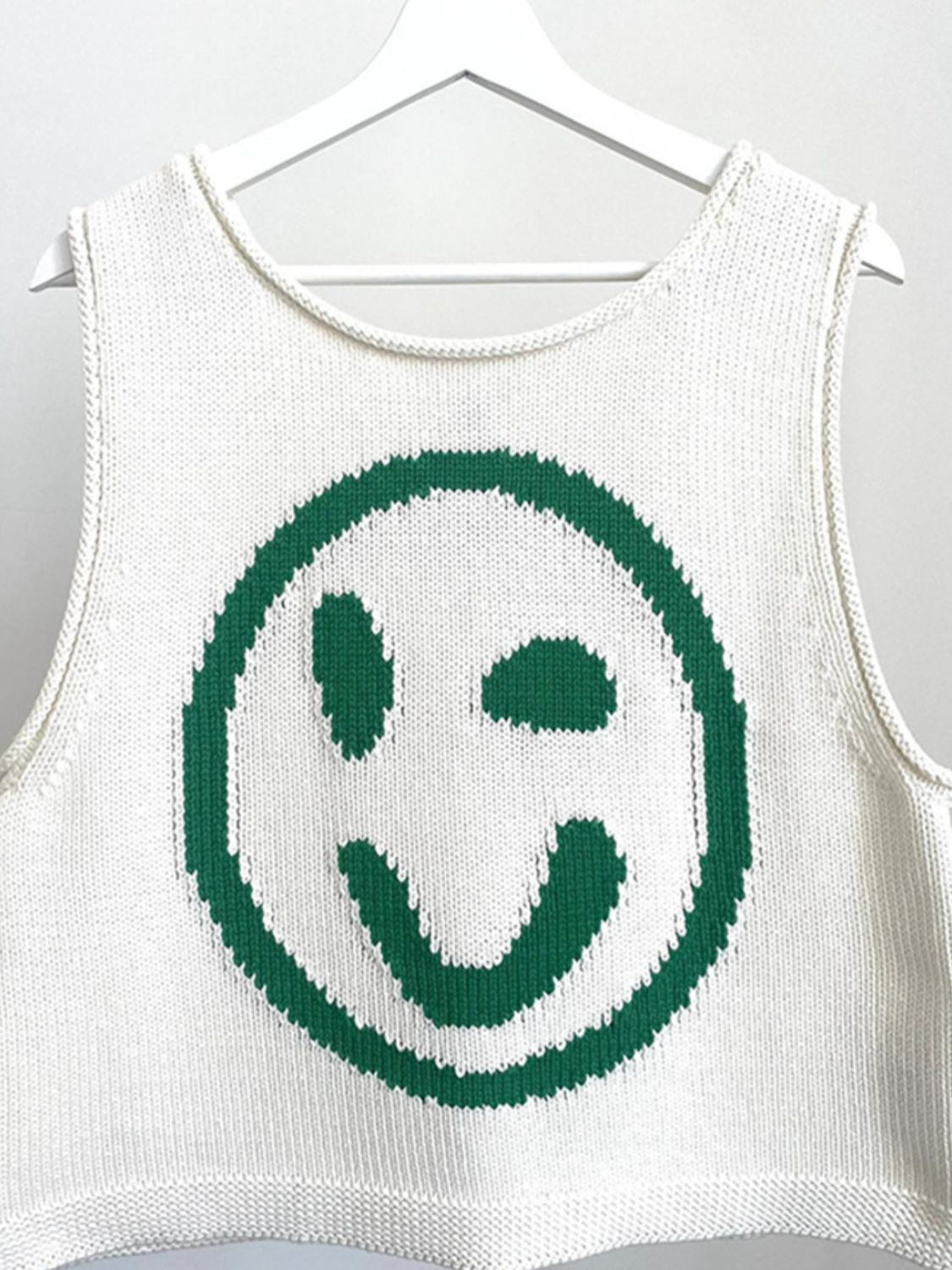 Smiley Round Neck Sweater Vest-TOPS / DRESSES-[Adult]-[Female]-2022 Online Blue Zone Planet