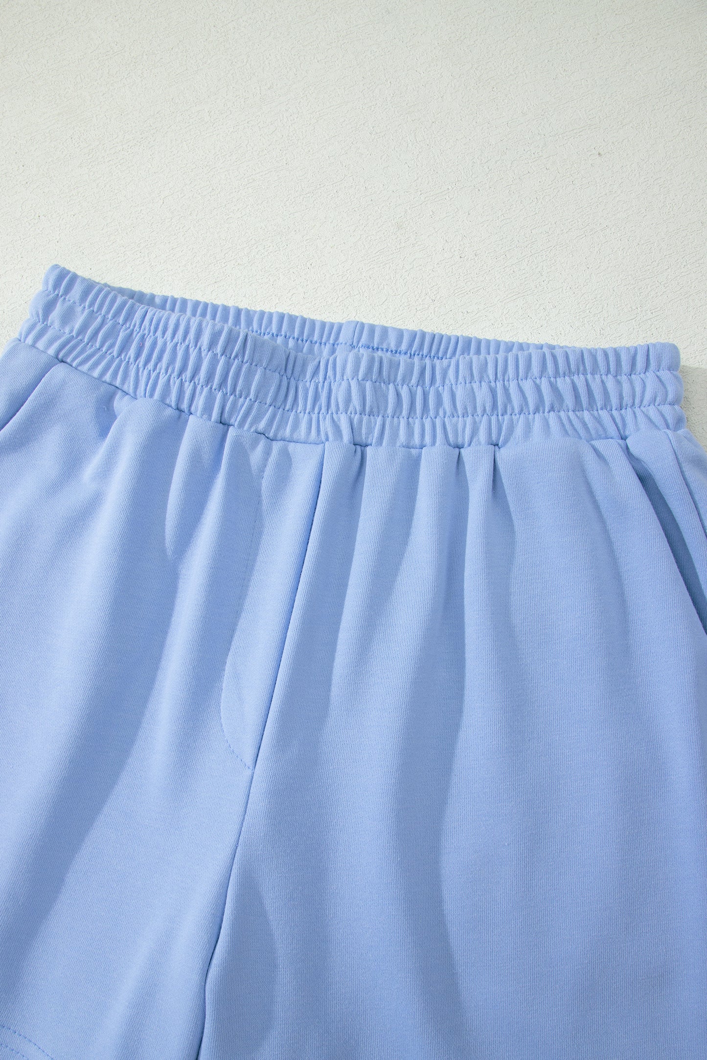 Sky Blue Half Zipped Ruffled Short Set-Two Piece Sets/Short Sets-[Adult]-[Female]-2022 Online Blue Zone Planet