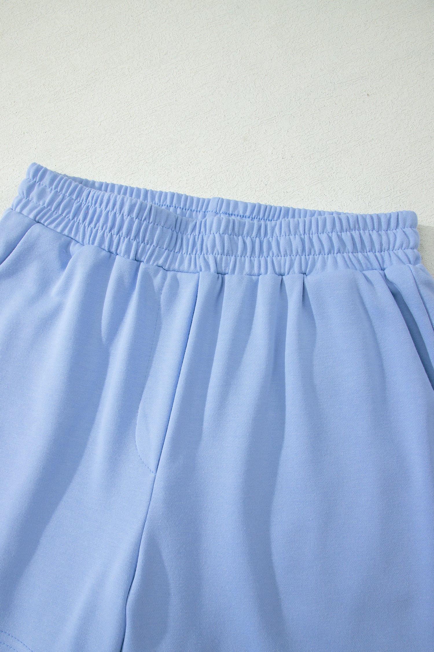 Sky Blue Half Zipped Ruffled Short Set-Two Piece Sets/Short Sets-[Adult]-[Female]-2022 Online Blue Zone Planet