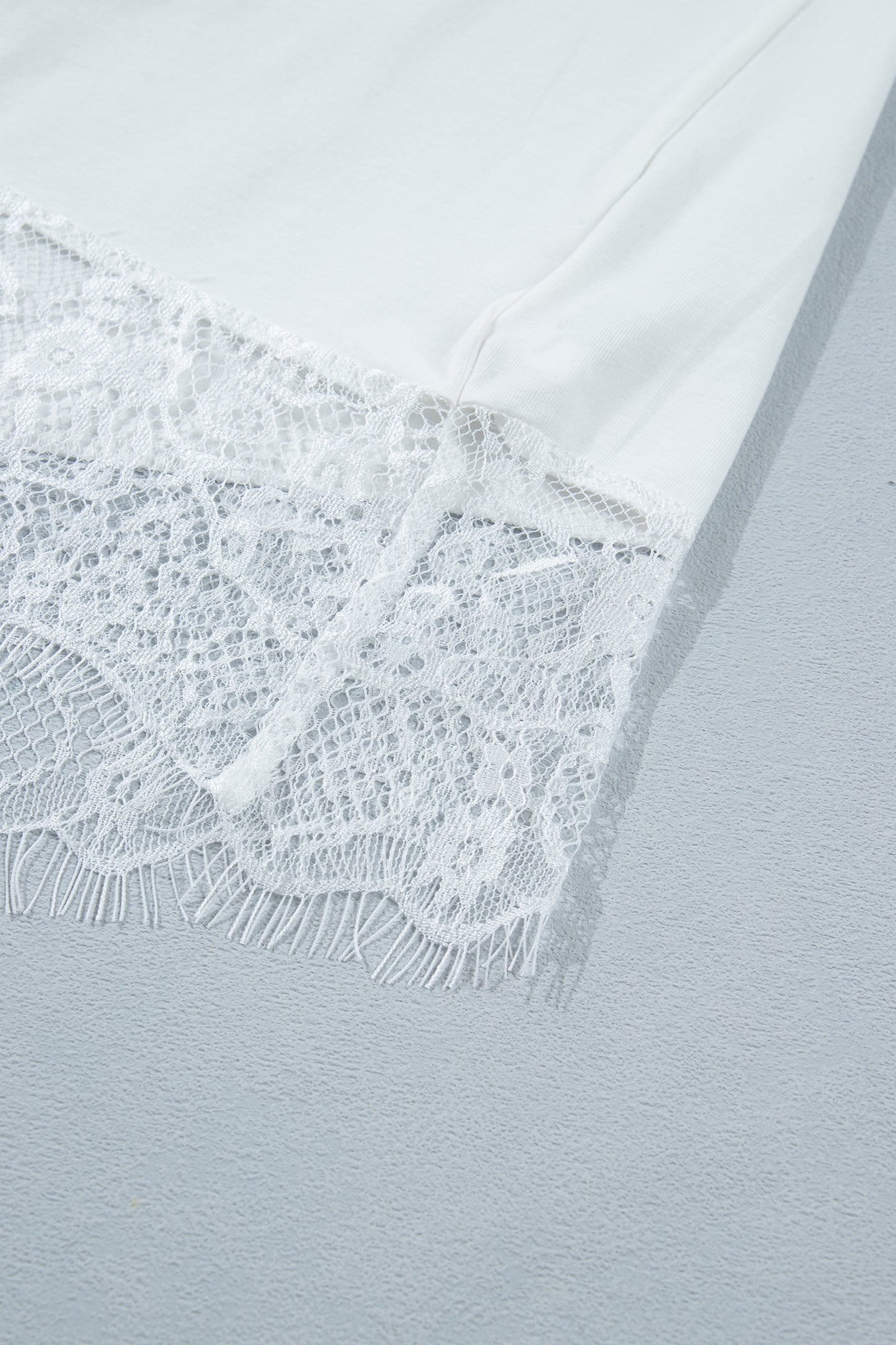 White Asymmetric Lace Hem Patchwork Tee-Tops/Tops & Tees-[Adult]-[Female]-2022 Online Blue Zone Planet