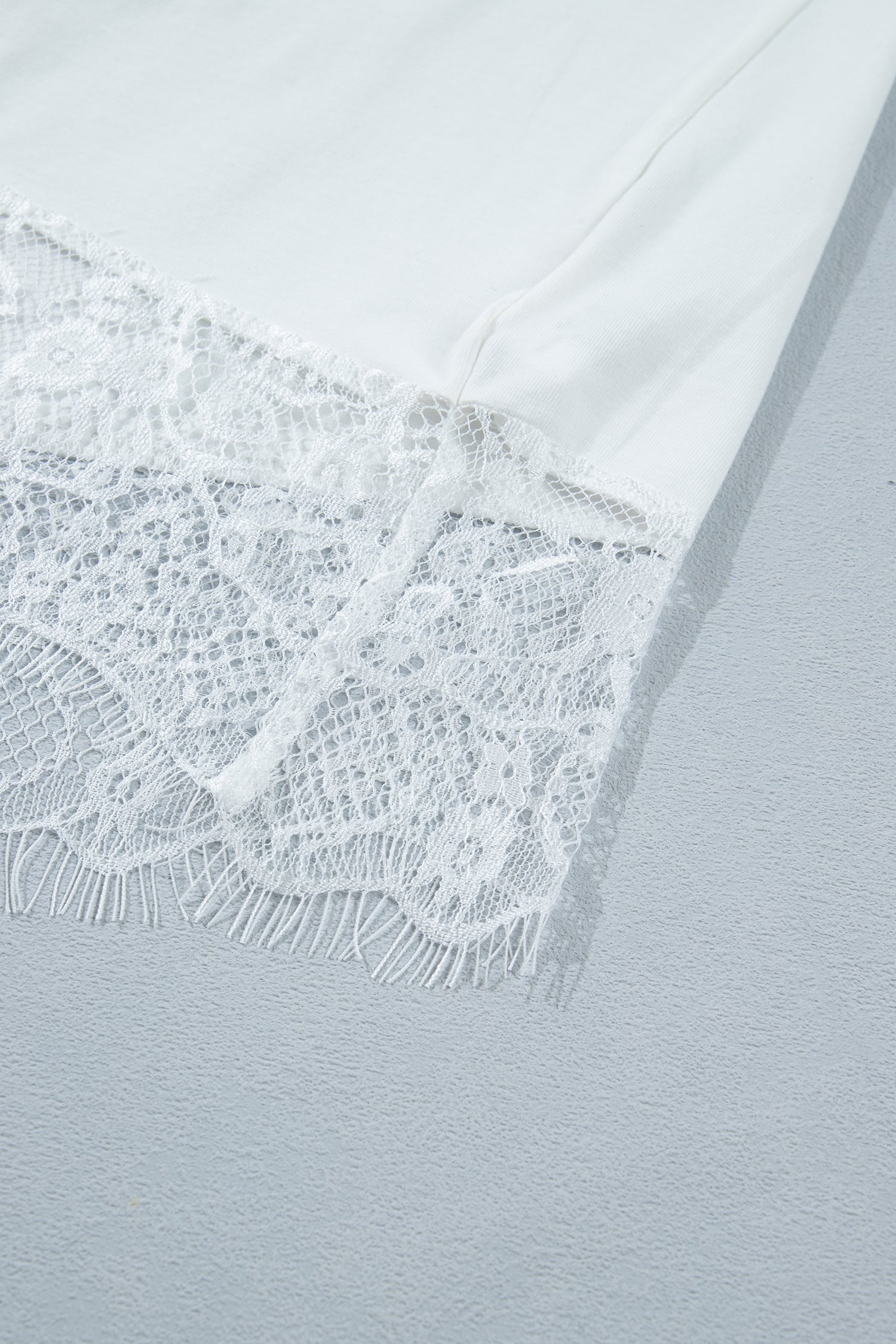 White Asymmetric Lace Hem Patchwork Tee-Tops/Tops & Tees-[Adult]-[Female]-2022 Online Blue Zone Planet