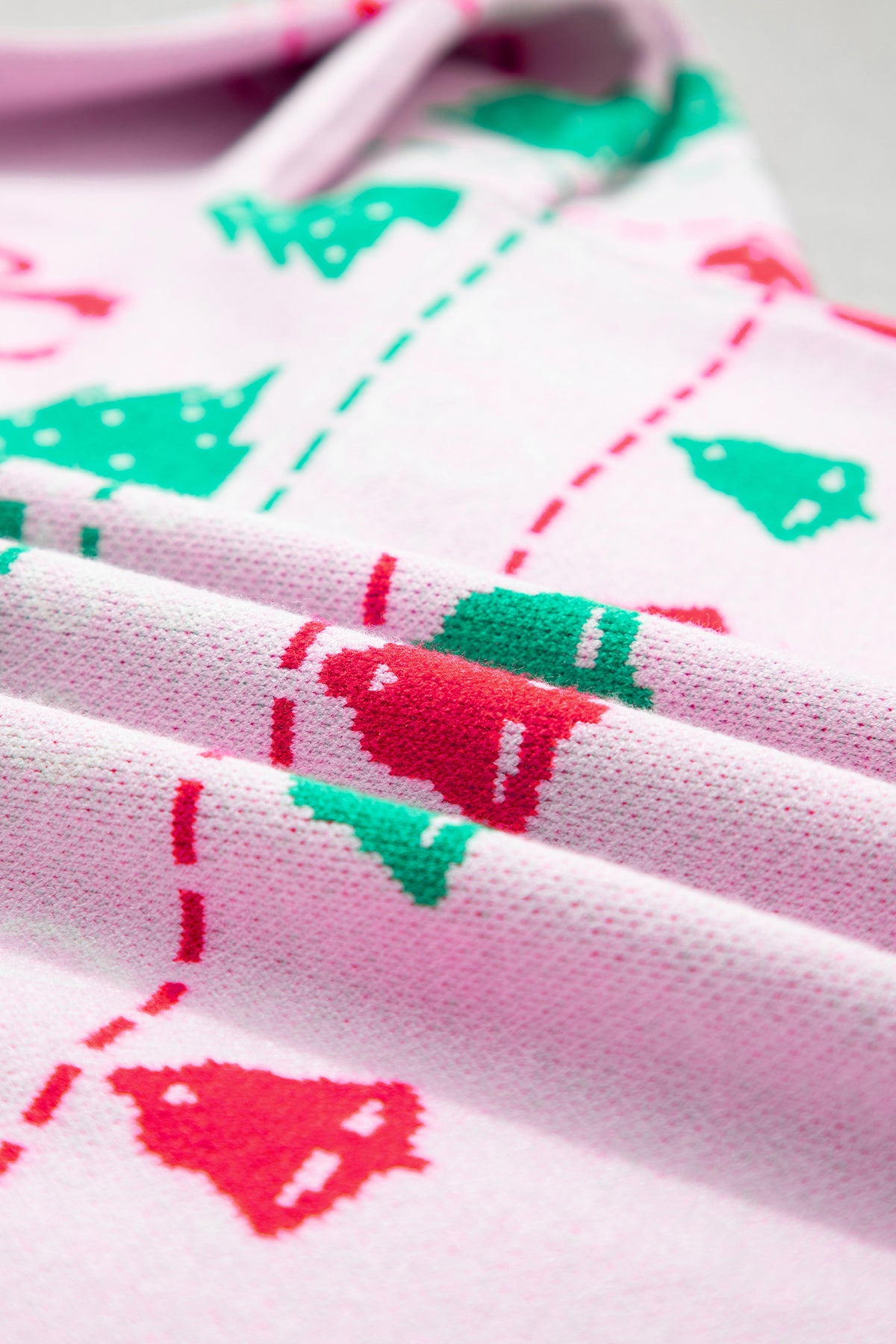 Pink Festive Holiday Print Round Neck Loose Tunic Sweater-TOPS / DRESSES-[Adult]-[Female]-2022 Online Blue Zone Planet