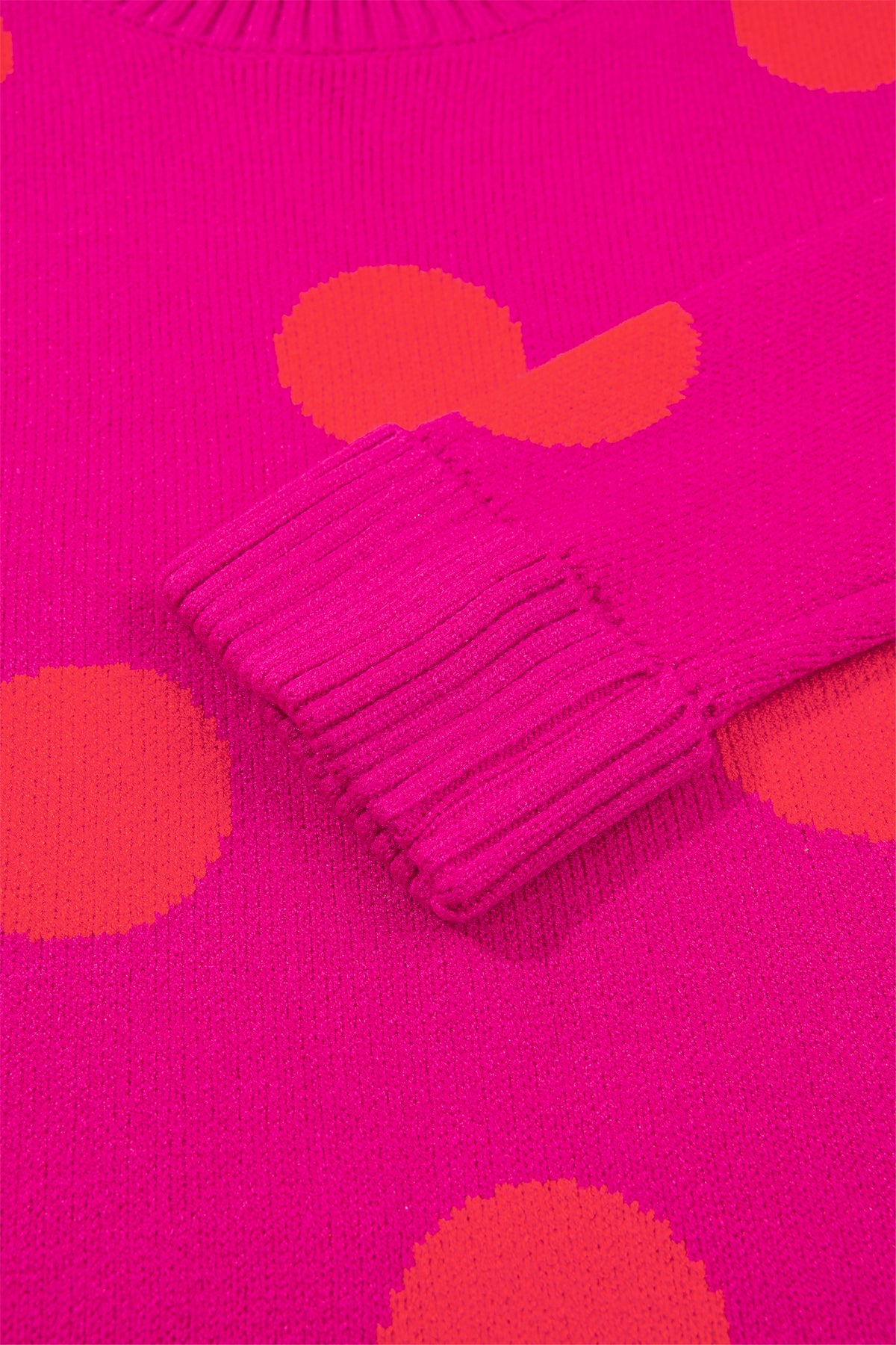 Strawberry Pink Playful Cozy Polka Dot Sweater-Sweaters & Cardigans/Sweaters-[Adult]-[Female]-2022 Online Blue Zone Planet