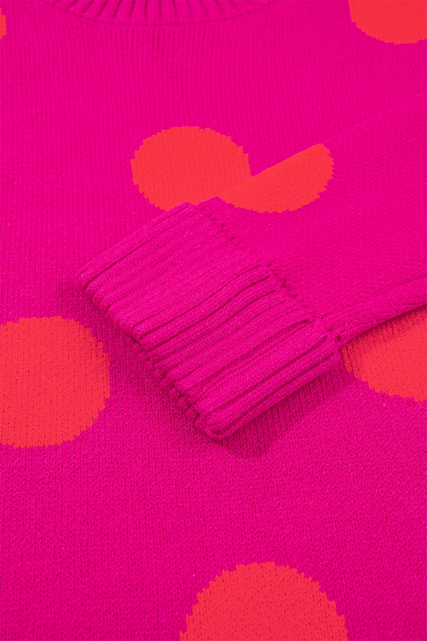 Strawberry Pink Playful Cozy Polka Dot Sweater-Sweaters & Cardigans/Sweaters-[Adult]-[Female]-2022 Online Blue Zone Planet