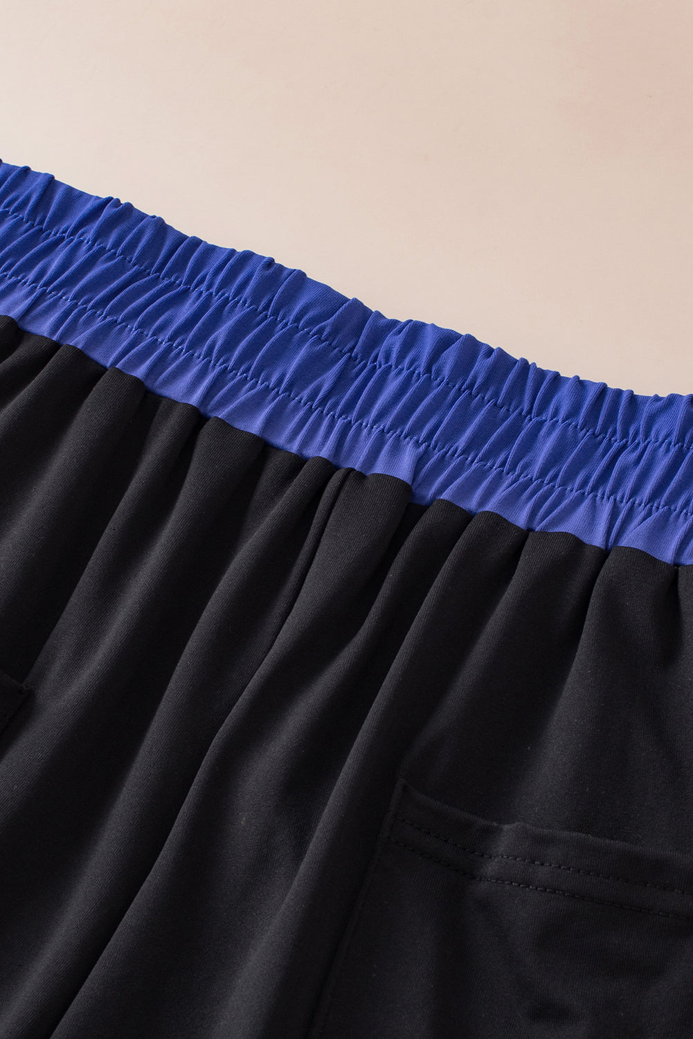 Blue Contrast Trim Cap Sleeve Tee Shorts Set-Two Piece Sets/Short Sets-[Adult]-[Female]-2022 Online Blue Zone Planet