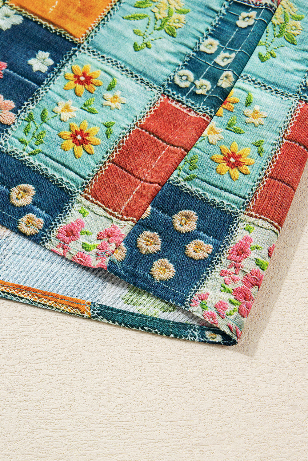 Sky Blue Floral Collared V Neck Roll up Sleeve Shift Blouse-Tops/Blouses & Shirts-[Adult]-[Female]-2022 Online Blue Zone Planet