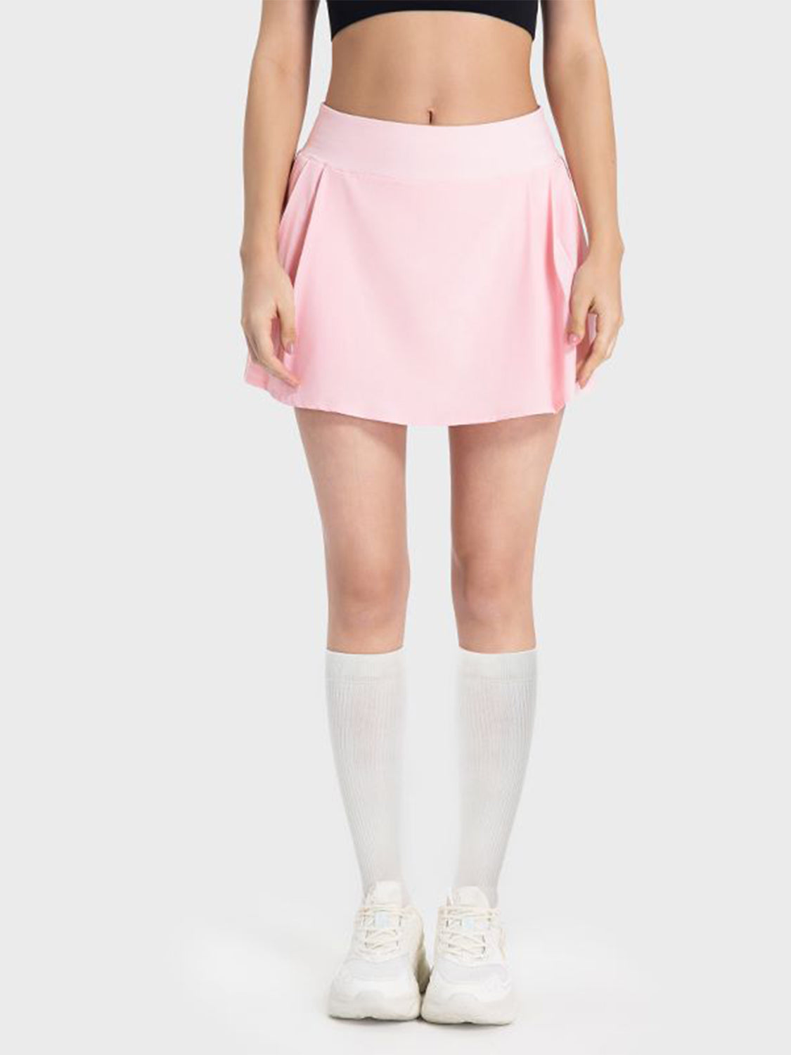 Pleated Detail Mid-Rise Waist Active Skirt-BOTTOMS SIZES SMALL MEDIUM LARGE-[Adult]-[Female]-Blush Pink-4-2022 Online Blue Zone Planet