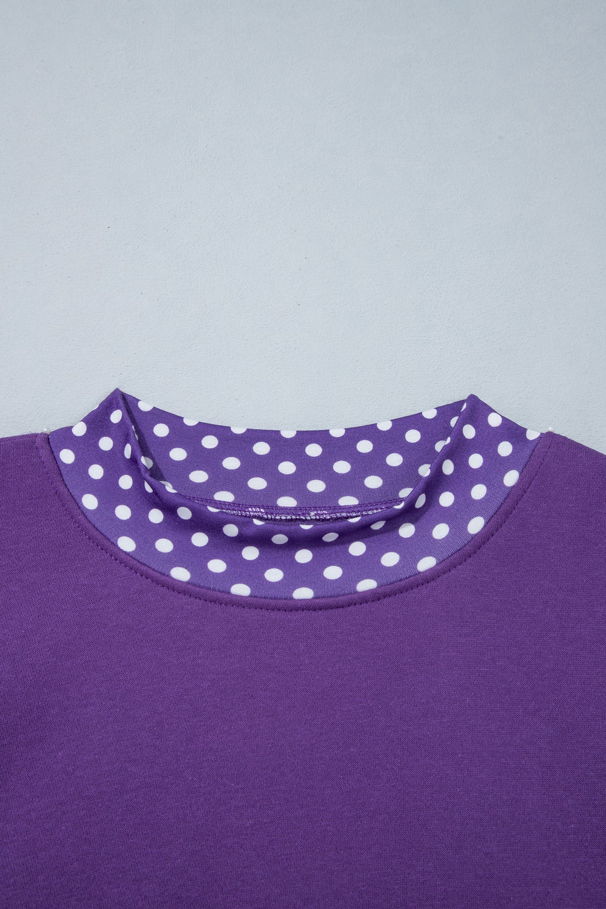 Tillandsia Purple Colorblock Polka Dot Contrast Trim Oversized Sweatshirt-Tops/Sweatshirts & Hoodies-[Adult]-[Female]-2022 Online Blue Zone Planet