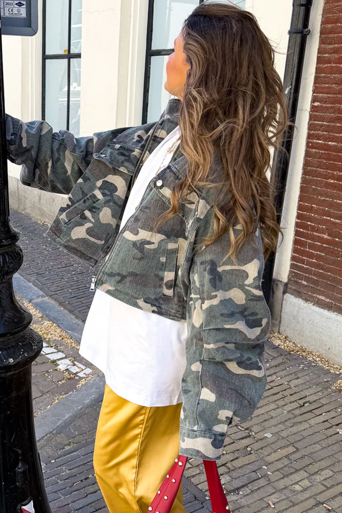 Multicolour 100% Cotton Western Camouflage Drop Shoulder Zip Denim Jacket-Outerwear/Jackets-[Adult]-[Female]-2022 Online Blue Zone Planet