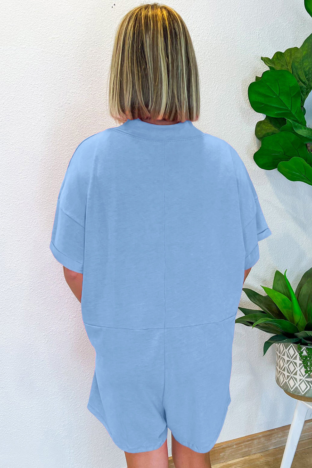 Grass Green Loose Half Sleeve V Neck Knit Romper-Bottoms/Jumpsuits & Rompers-[Adult]-[Female]-2022 Online Blue Zone Planet