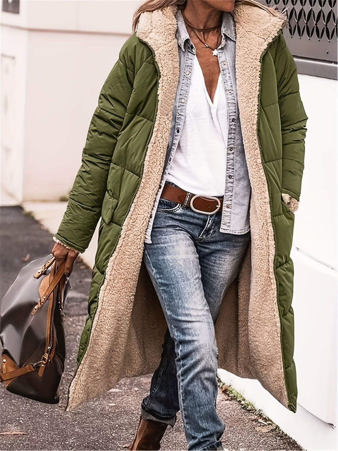 Blue Zone Planet | Plus Size Zip Up Sherpa Hooded Coat-TOPS / DRESSES-[Adult]-[Female]-Matcha Green-1XL-2022 Online Blue Zone Planet