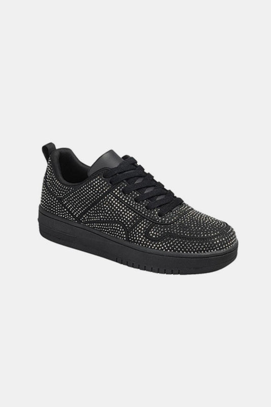 Blue Zone Planet | Forever Link Rhinestone Platform Flat Sneakers-SNEAKERS-[Adult]-[Female]-Black-6-2022 Online Blue Zone Planet