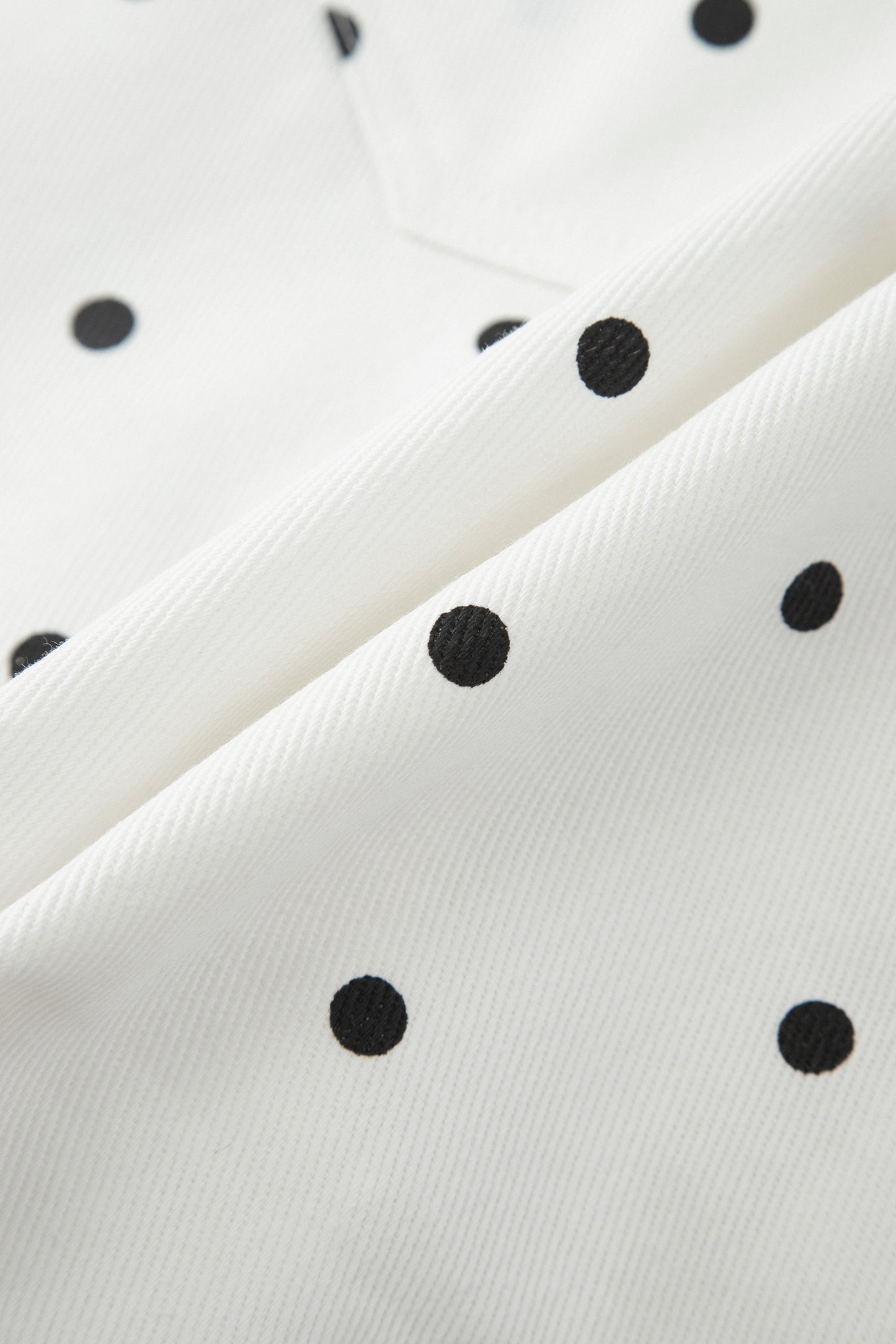 White Polka Dot Print Embroidered Scallop Hem Shorts-Bottoms/Casual Shorts-[Adult]-[Female]-2022 Online Blue Zone Planet