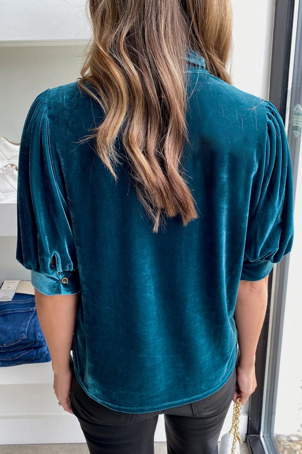 Tie Neck Half Sleeve Blouse-TOPS / DRESSES-[Adult]-[Female]-2022 Online Blue Zone Planet