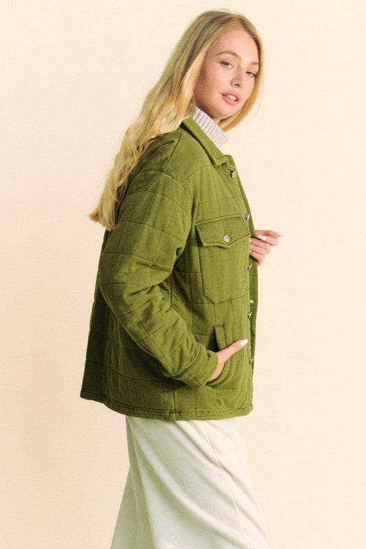 Davi & Dani Quilted Button Down Shacket with Chest Pockets-TOPS / DRESSES-[Adult]-[Female]-2022 Online Blue Zone Planet