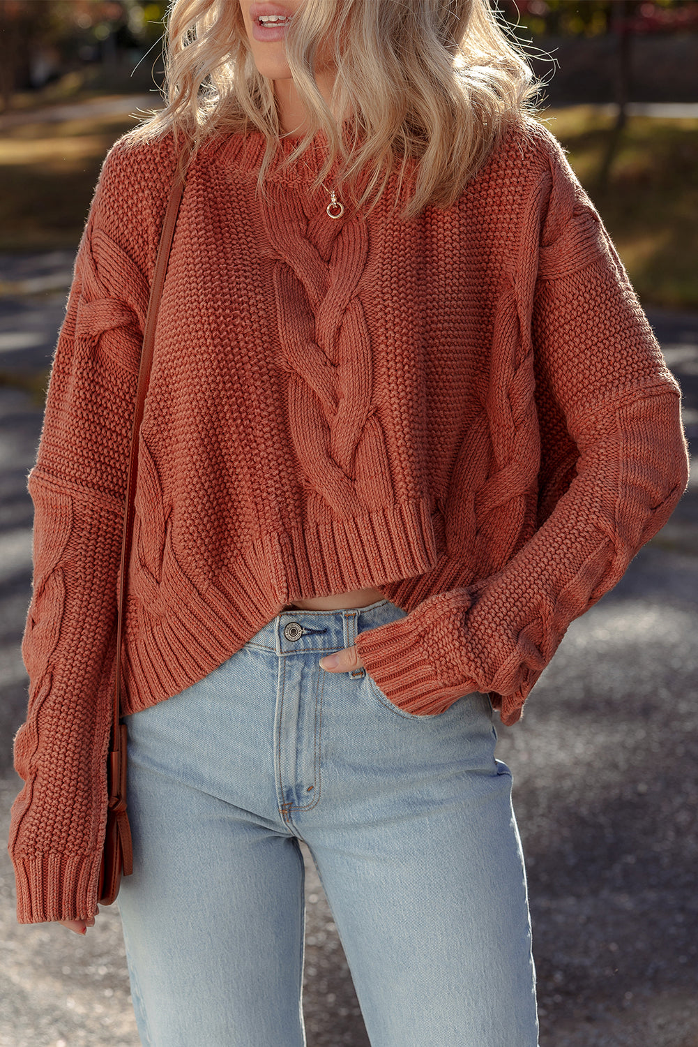 Redwood Burl Chunky Fit Slouchy Textured Knit Sweater-TOPS / DRESSES-[Adult]-[Female]-2022 Online Blue Zone Planet