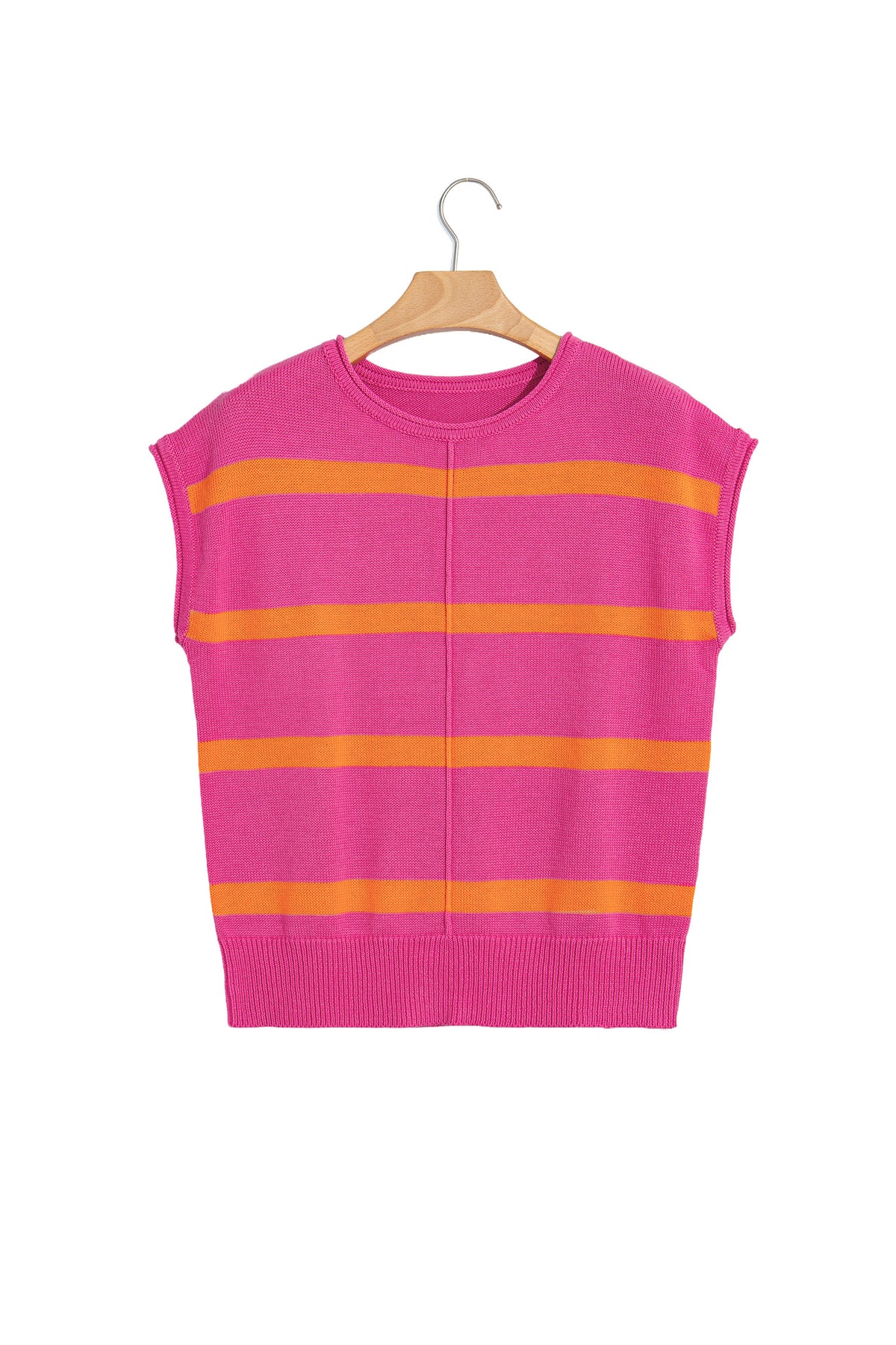 Rose Stripe Knit Western Short Sleeve Sweater-TOPS / DRESSES-[Adult]-[Female]-2022 Online Blue Zone Planet