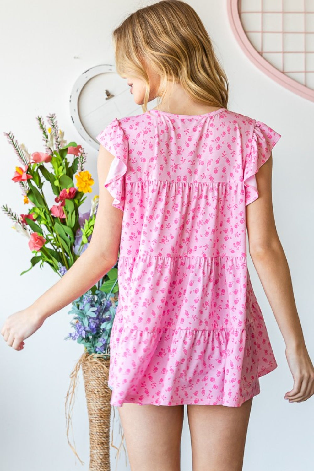 Blue Zone Planet | Heimish Full Size Floral Ruffled Tiered Top-TOPS / DRESSES-[Adult]-[Female]-2022 Online Blue Zone Planet