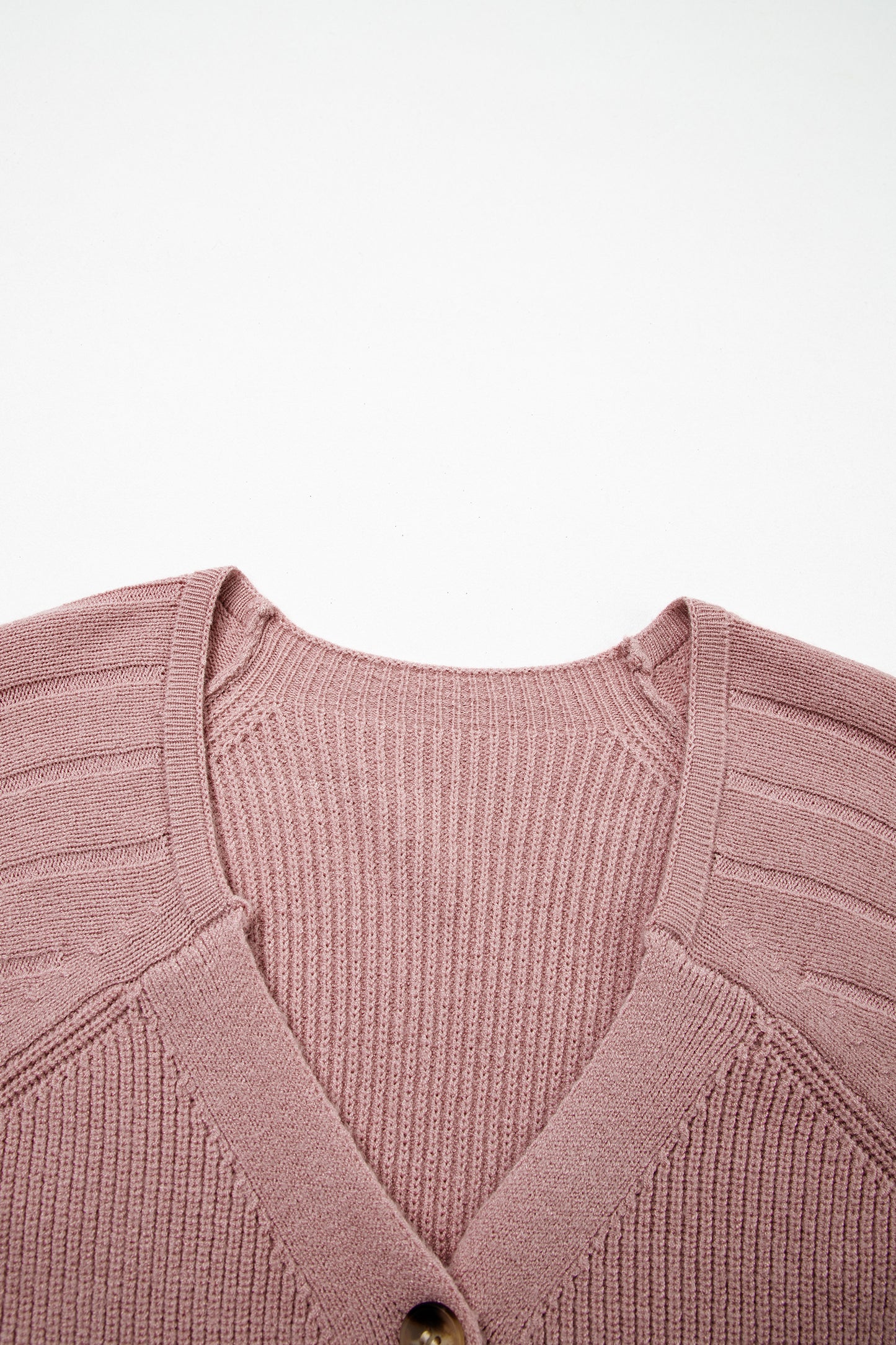 Light Pink Mixed Texture Knit Button V Neck Sweater Cardigan-TOPS / DRESSES-[Adult]-[Female]-2022 Online Blue Zone Planet