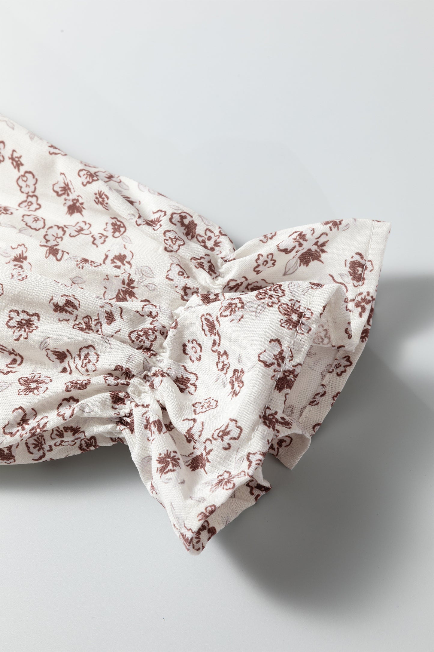 White Bow Tie Front Floral Print Flounce Sleeve Peplum Blouse-Tops/Blouses & Shirts-[Adult]-[Female]-2022 Online Blue Zone Planet