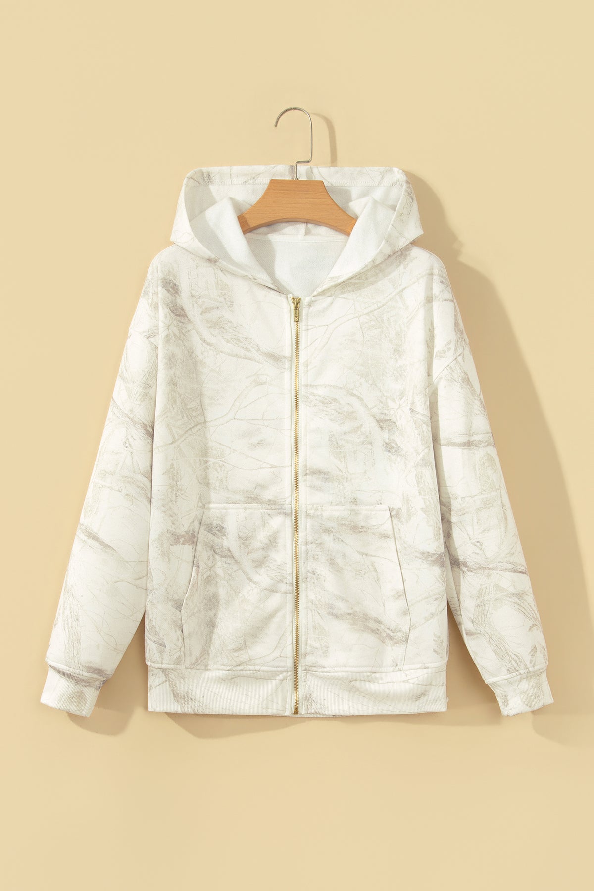 Multicolour Abstract Camo Print Hooded Zip-Up Sweatshirt-Tops / Dresses-[Adult]-[Female]-2022 Online Blue Zone Planet