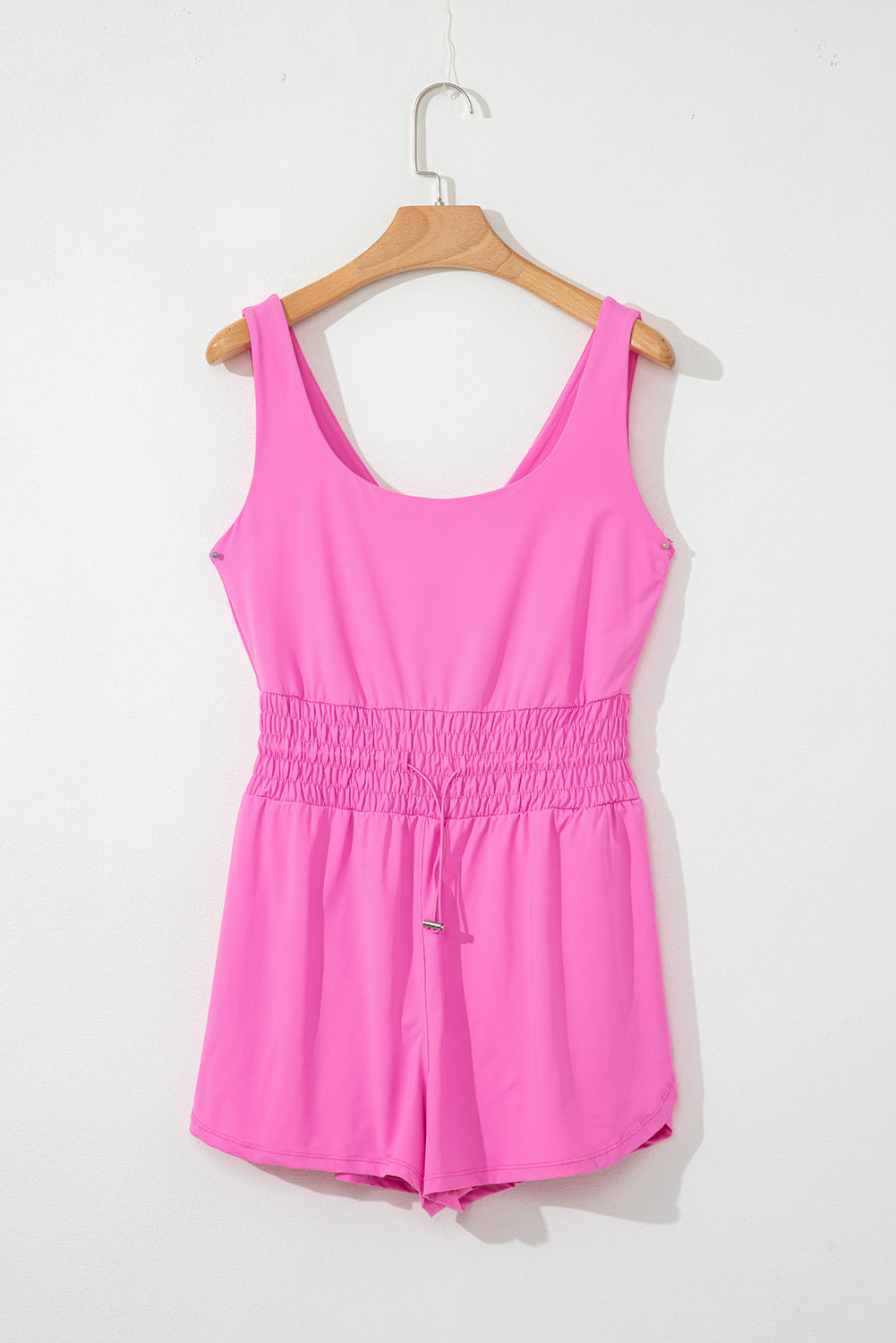 Sachet Pink Plain Sleeveless Loop Drawstring Cinched Waist Romper-Bottoms/Jumpsuits & Rompers-[Adult]-[Female]-2022 Online Blue Zone Planet