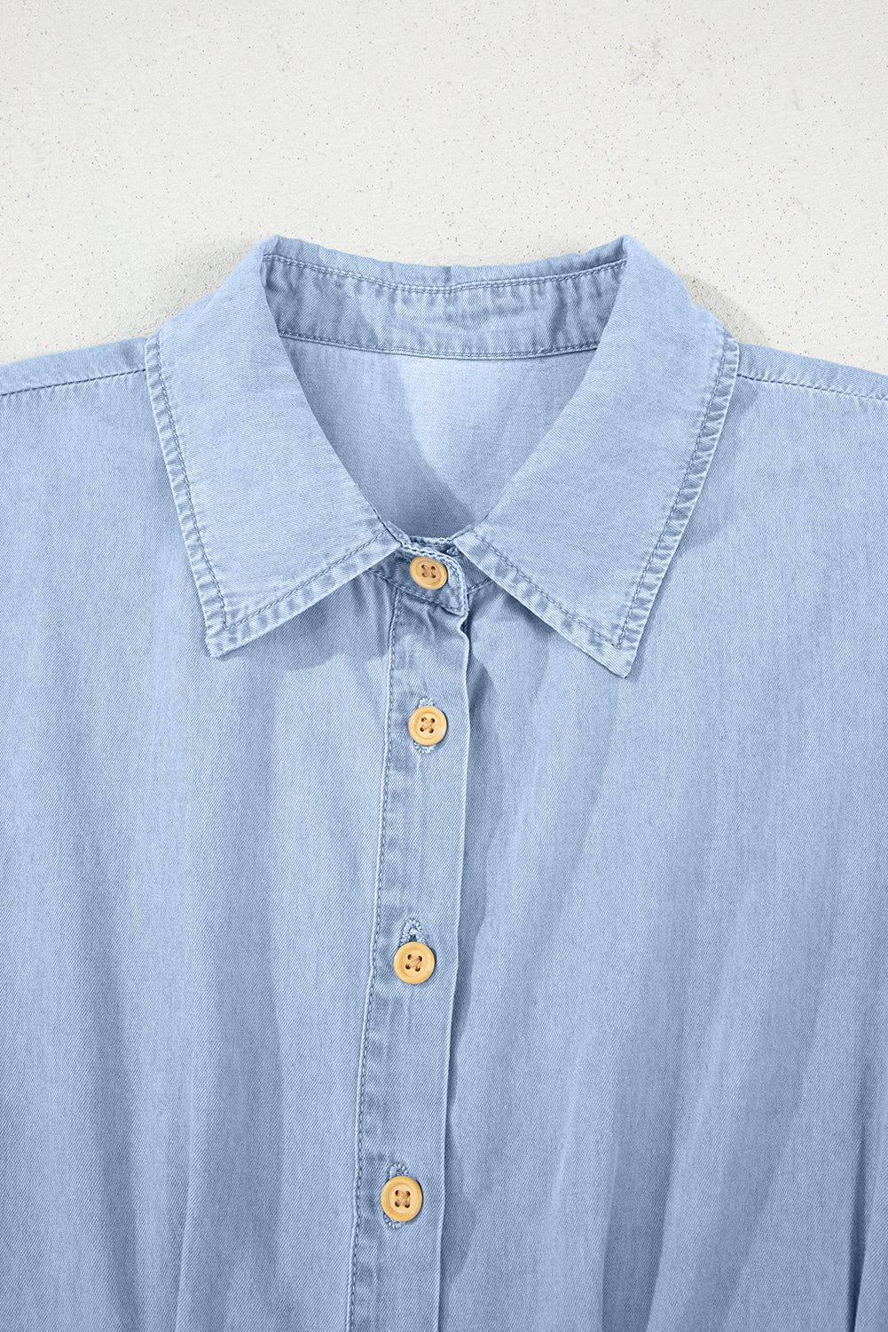 Myosotis Denim Pleated Slim Waist Short Sleeve Shirt Dress-TOPS / DRESSES-[Adult]-[Female]-2022 Online Blue Zone Planet
