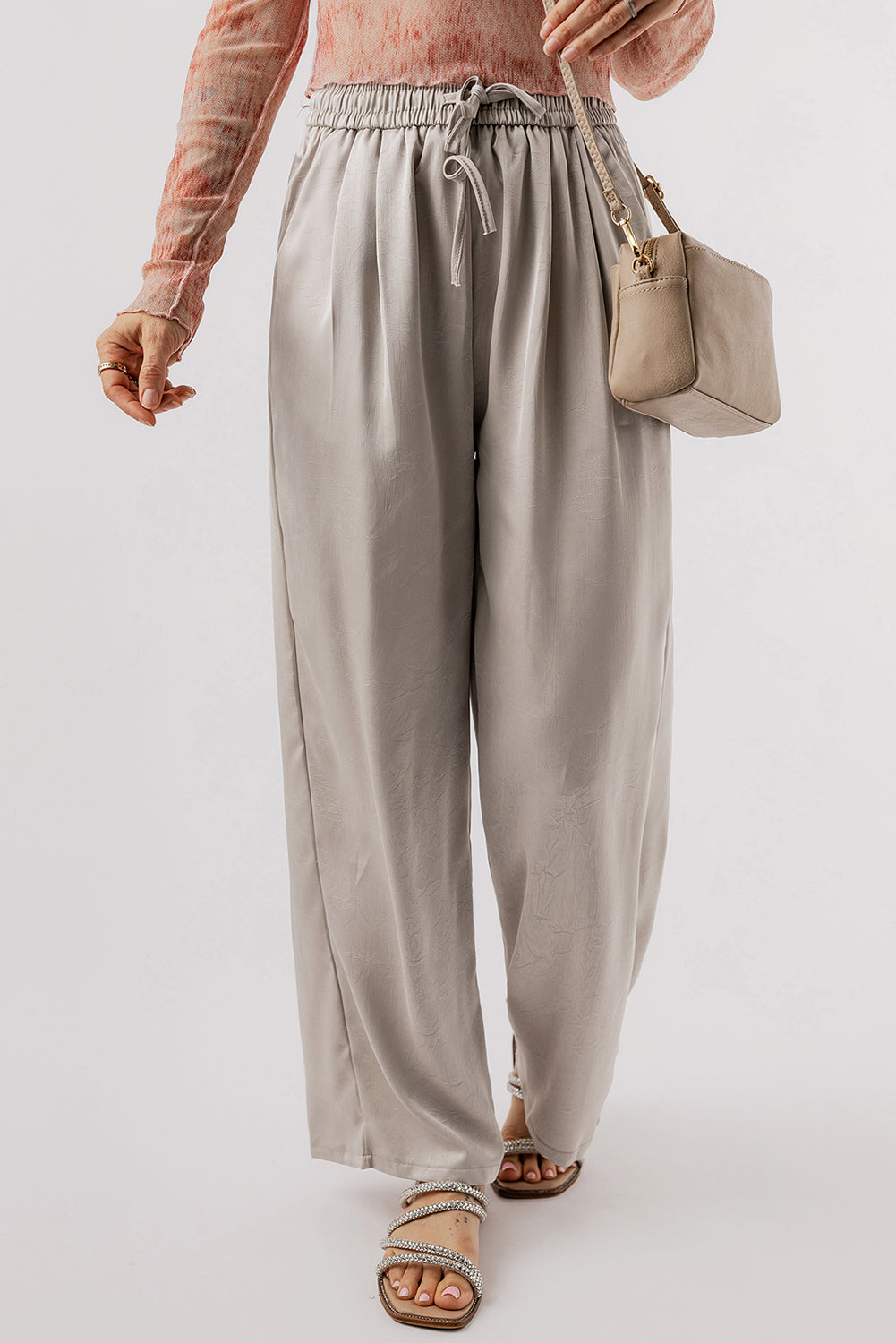 Smocked Wide Leg Pants-BOTTOMS SIZES SMALL MEDIUM LARGE-[Adult]-[Female]-2022 Online Blue Zone Planet