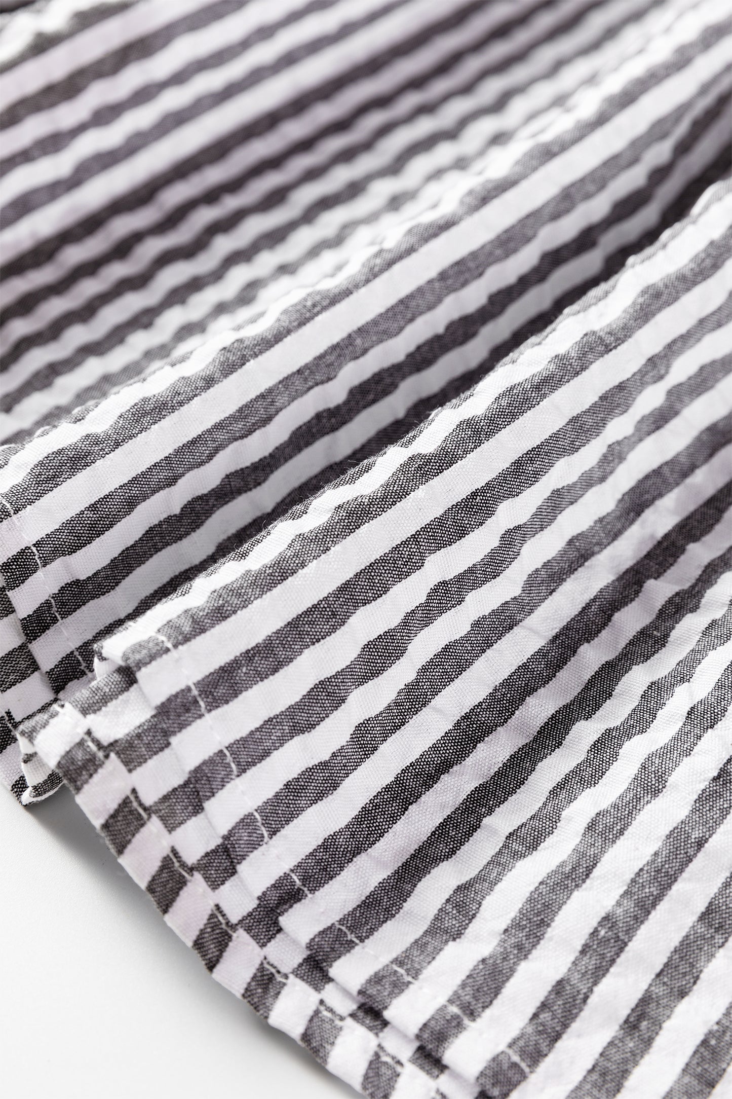 Dark Grey Striped Print Contrast Patchwork Detail Split Neck Blouse-Tops/Blouses & Shirts-[Adult]-[Female]-2022 Online Blue Zone Planet