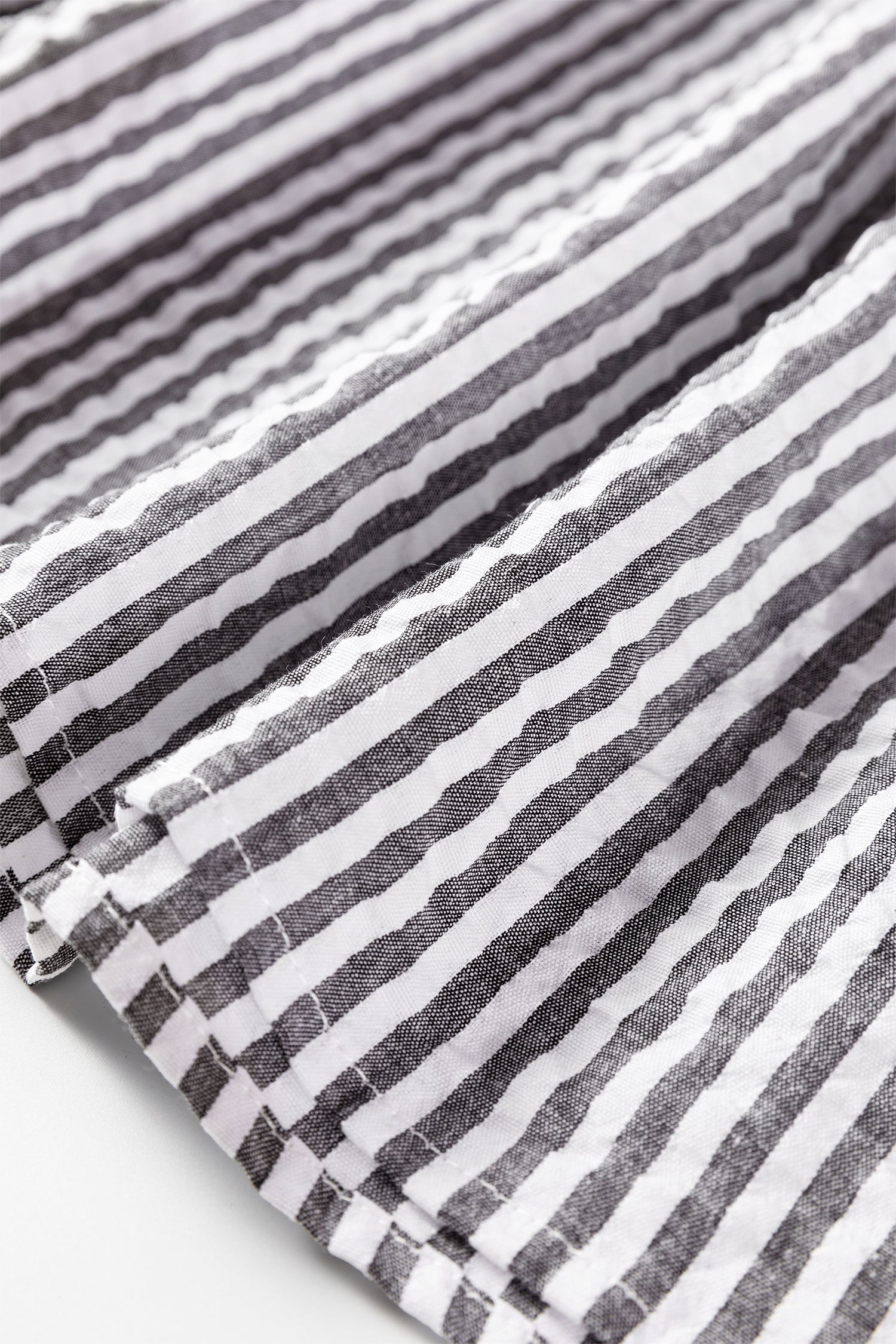 Dark Grey Striped Print Contrast Patchwork Detail Split Neck Blouse-Tops/Blouses & Shirts-[Adult]-[Female]-2022 Online Blue Zone Planet