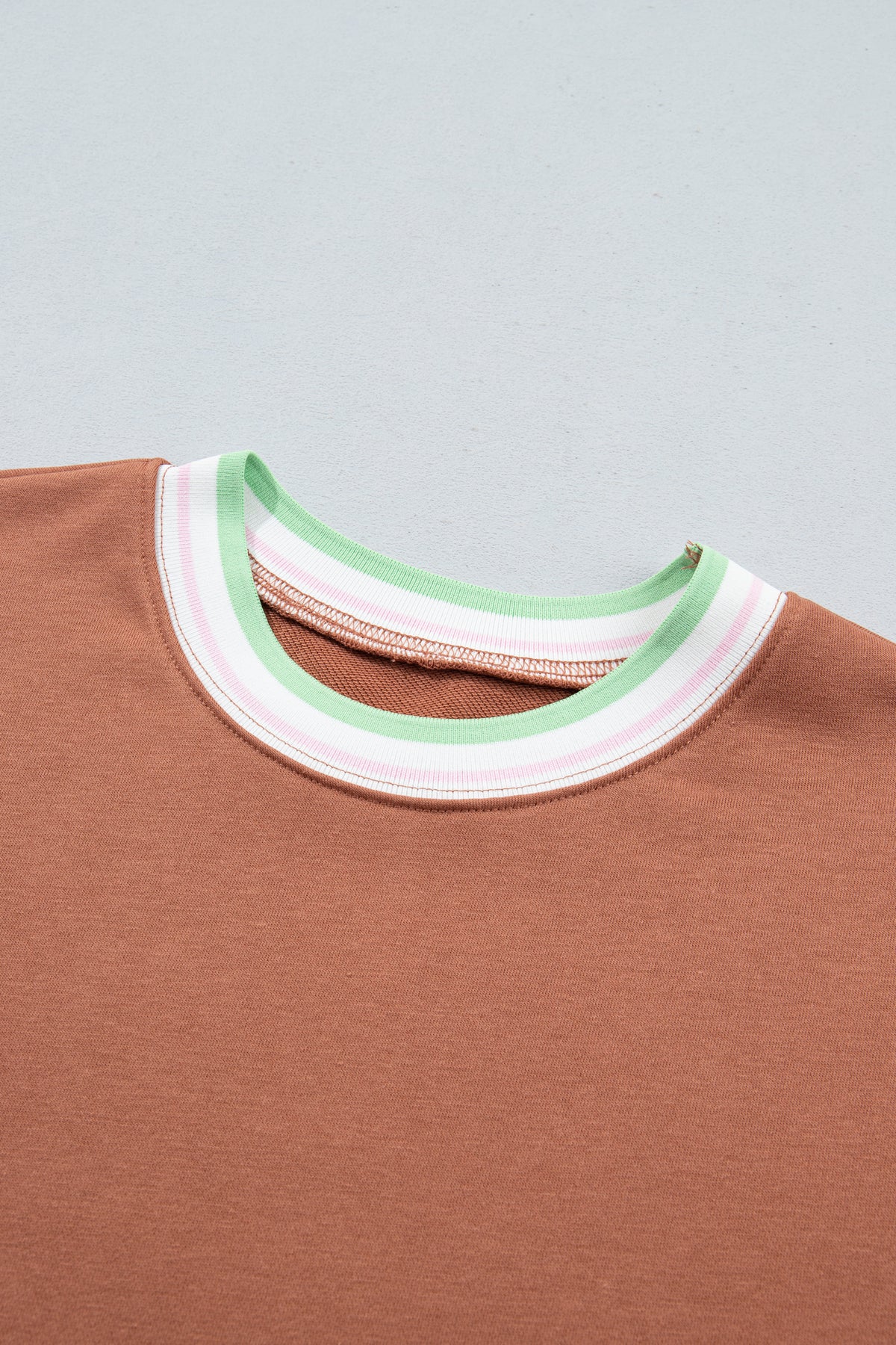Bright Green Contrast Striped Trim Baggy Pullover Sweatshirt-Tops/Sweatshirts & Hoodies-[Adult]-[Female]-2022 Online Blue Zone Planet