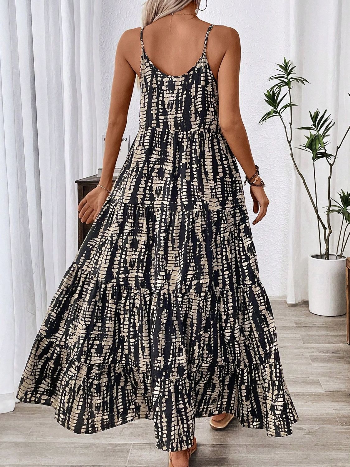 Printed Scoop Neck Maxi Cami Dress-TOPS / DRESSES-[Adult]-[Female]-2022 Online Blue Zone Planet