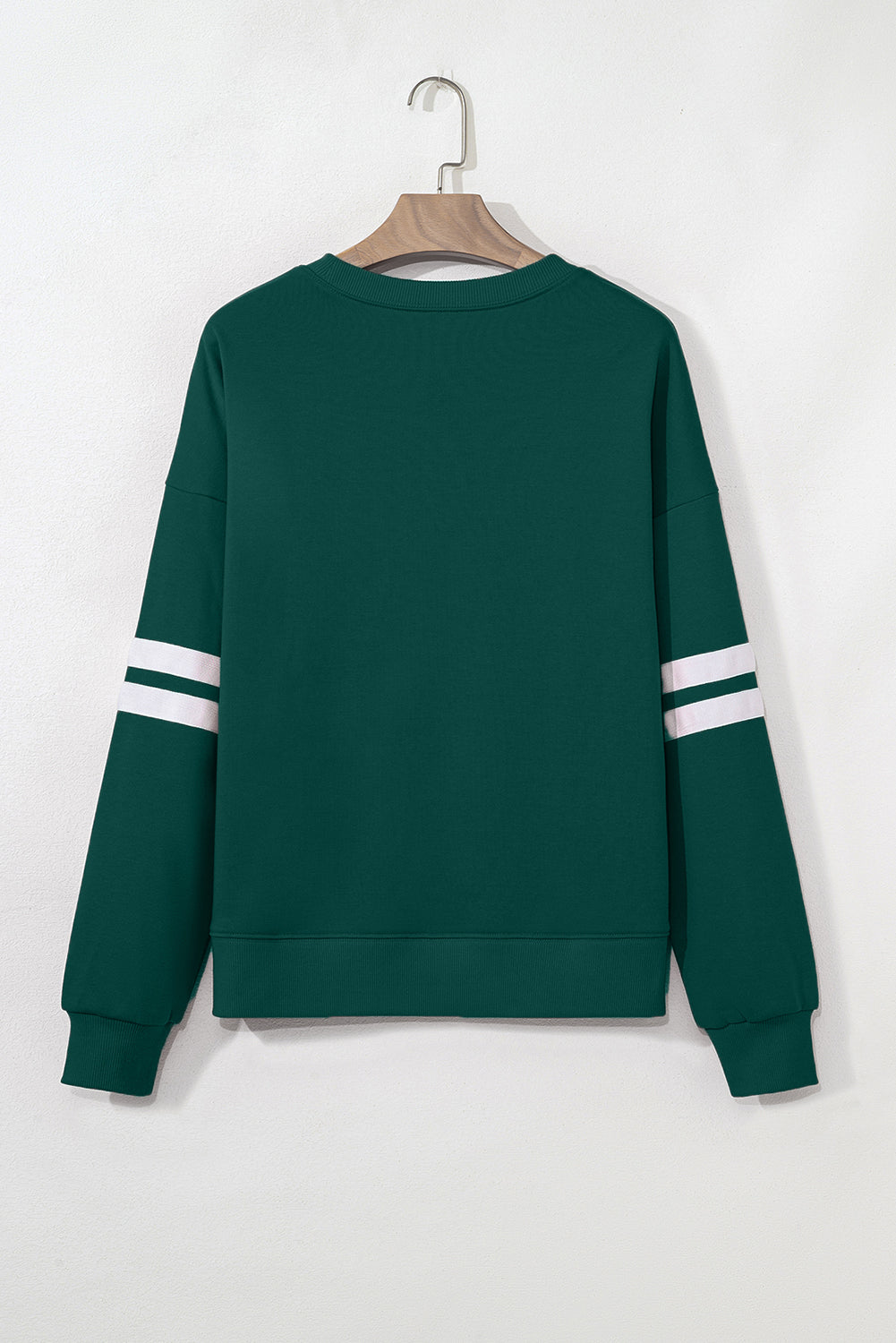 Evergreen Varsity Striped Detail Drop Shoulder Oversized Sweatshirt-Tops/Sweatshirts & Hoodies-[Adult]-[Female]-2022 Online Blue Zone Planet