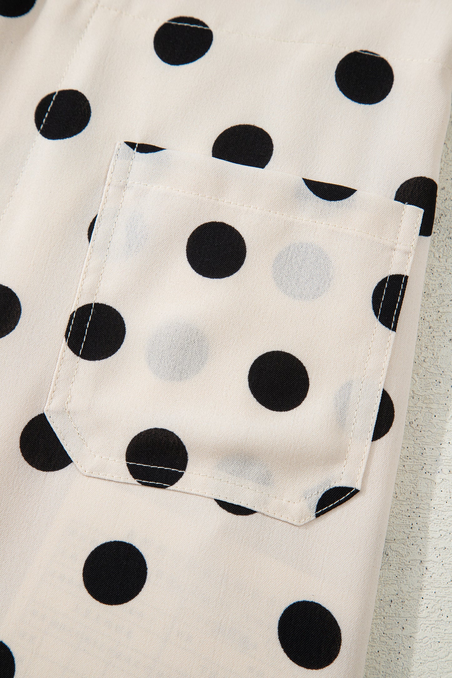 White Polka Dot Print Patched Pocket Loose Pants-Bottoms/Pants & Culotte-[Adult]-[Female]-2022 Online Blue Zone Planet