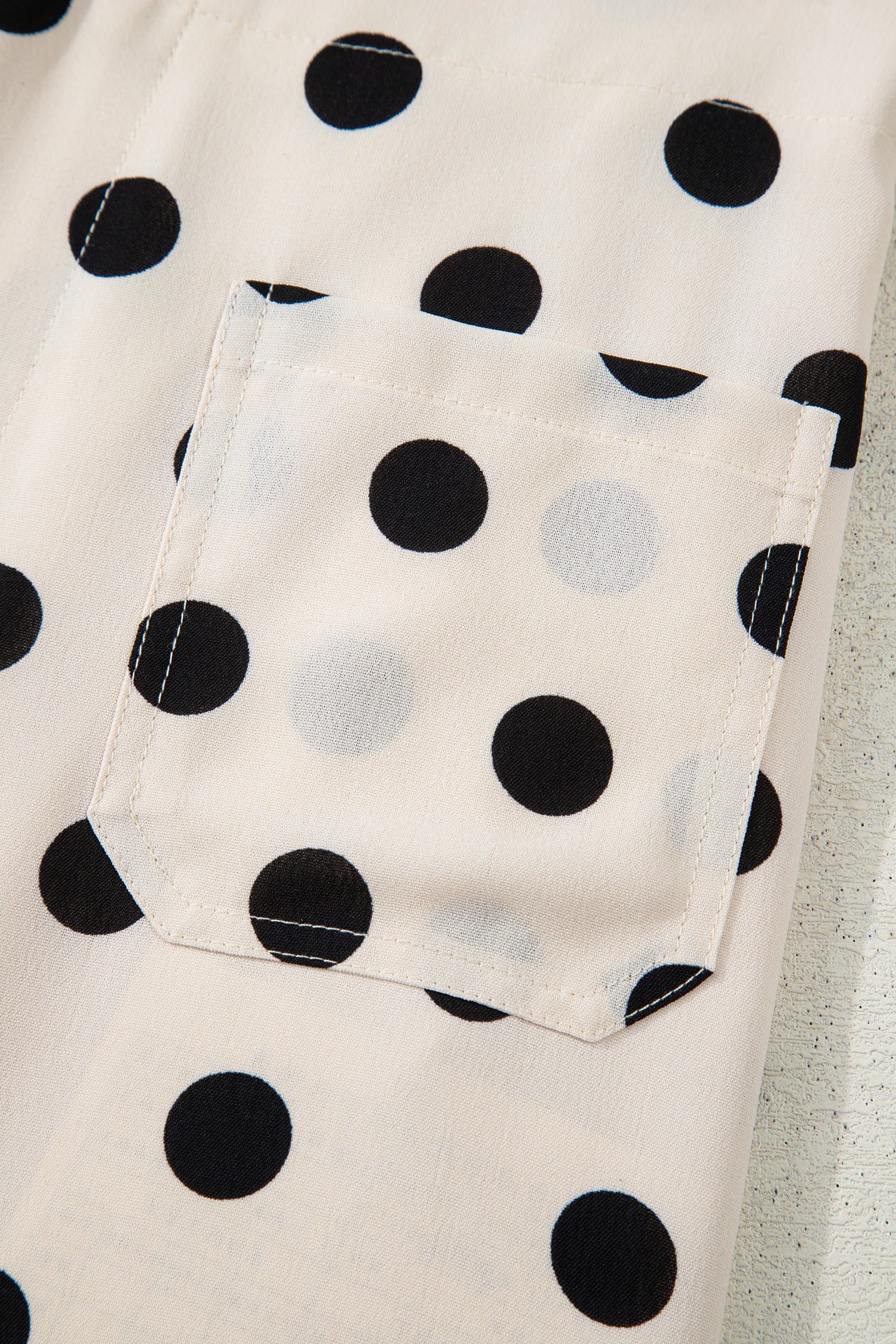 White Polka Dot Print Patched Pocket Loose Pants-Bottoms/Pants & Culotte-[Adult]-[Female]-2022 Online Blue Zone Planet